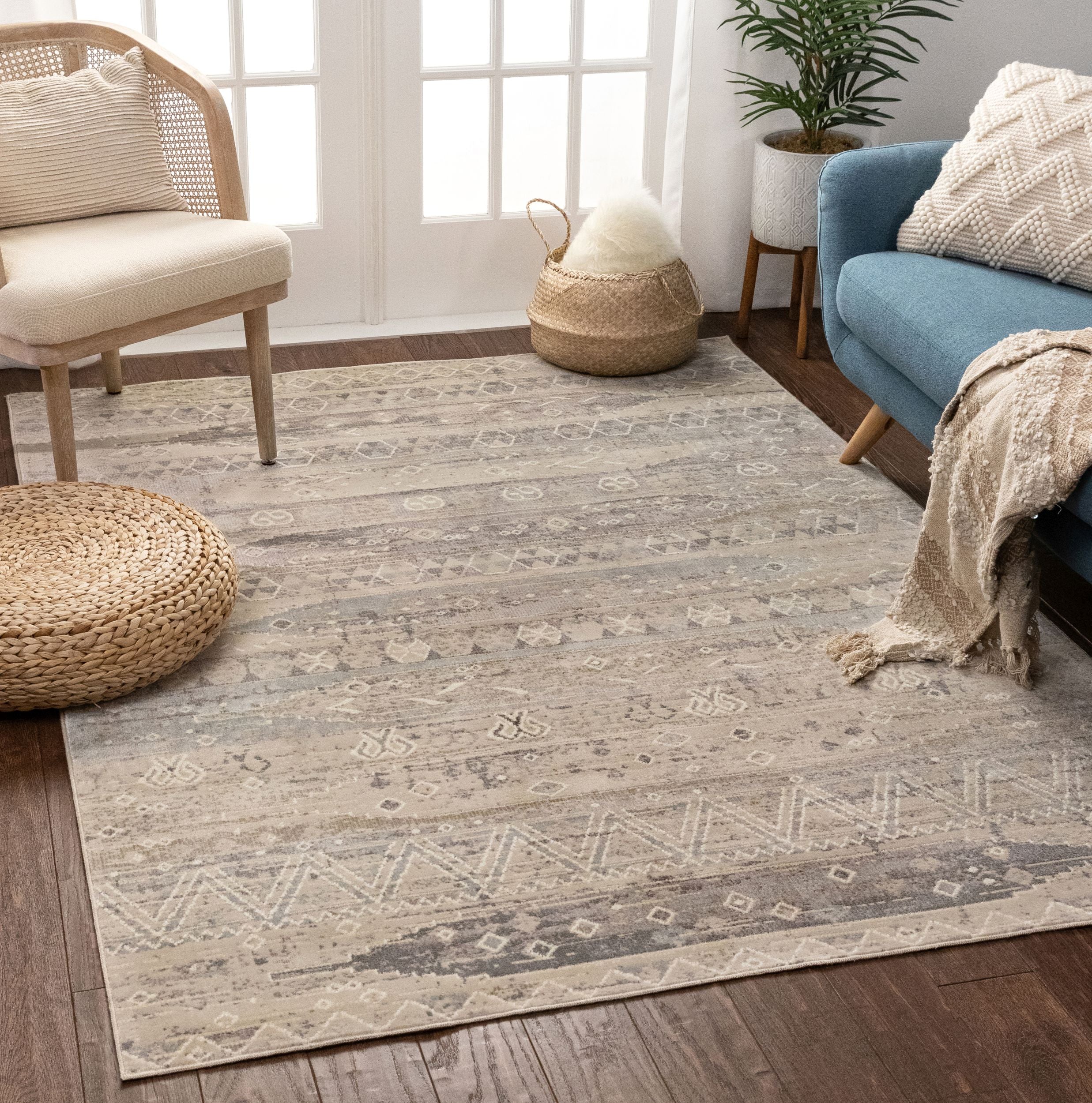 Abby Beige Vintage Orientalischer Medaillon-Teppich