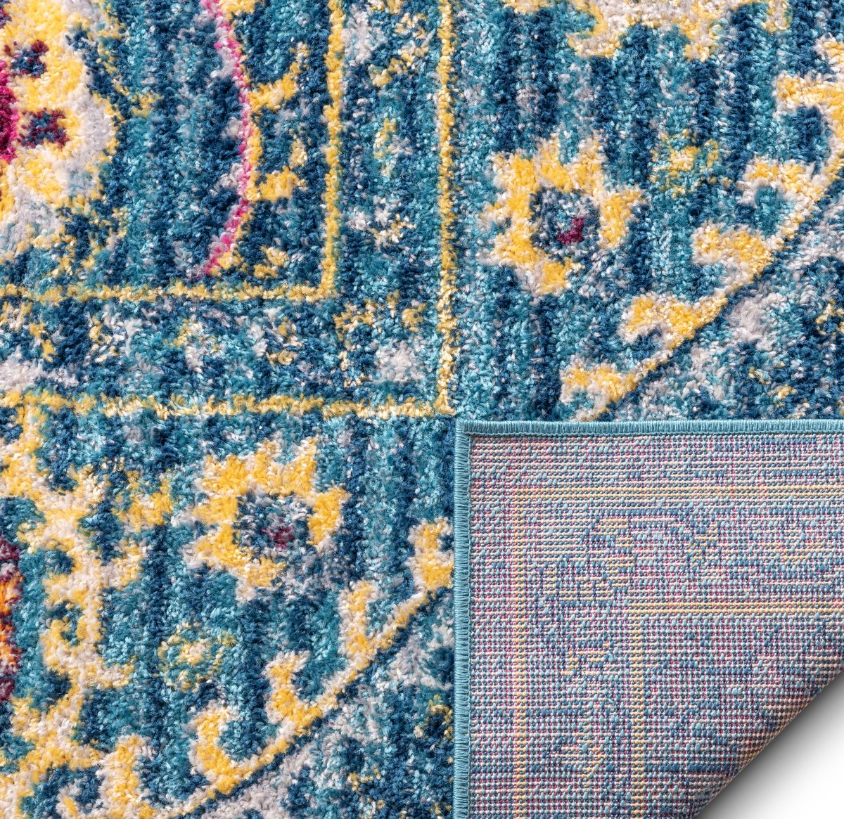 Mae Blauer moderner b&ouml;hmischer Teppich