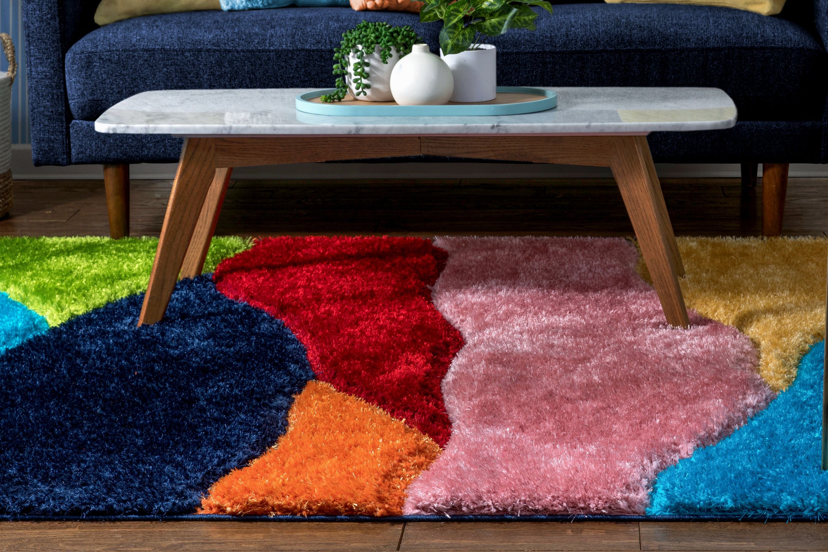 Balboa Modern Abstract Shag Multi 3D-strukturierter dicker und weicher Shag-Teppich