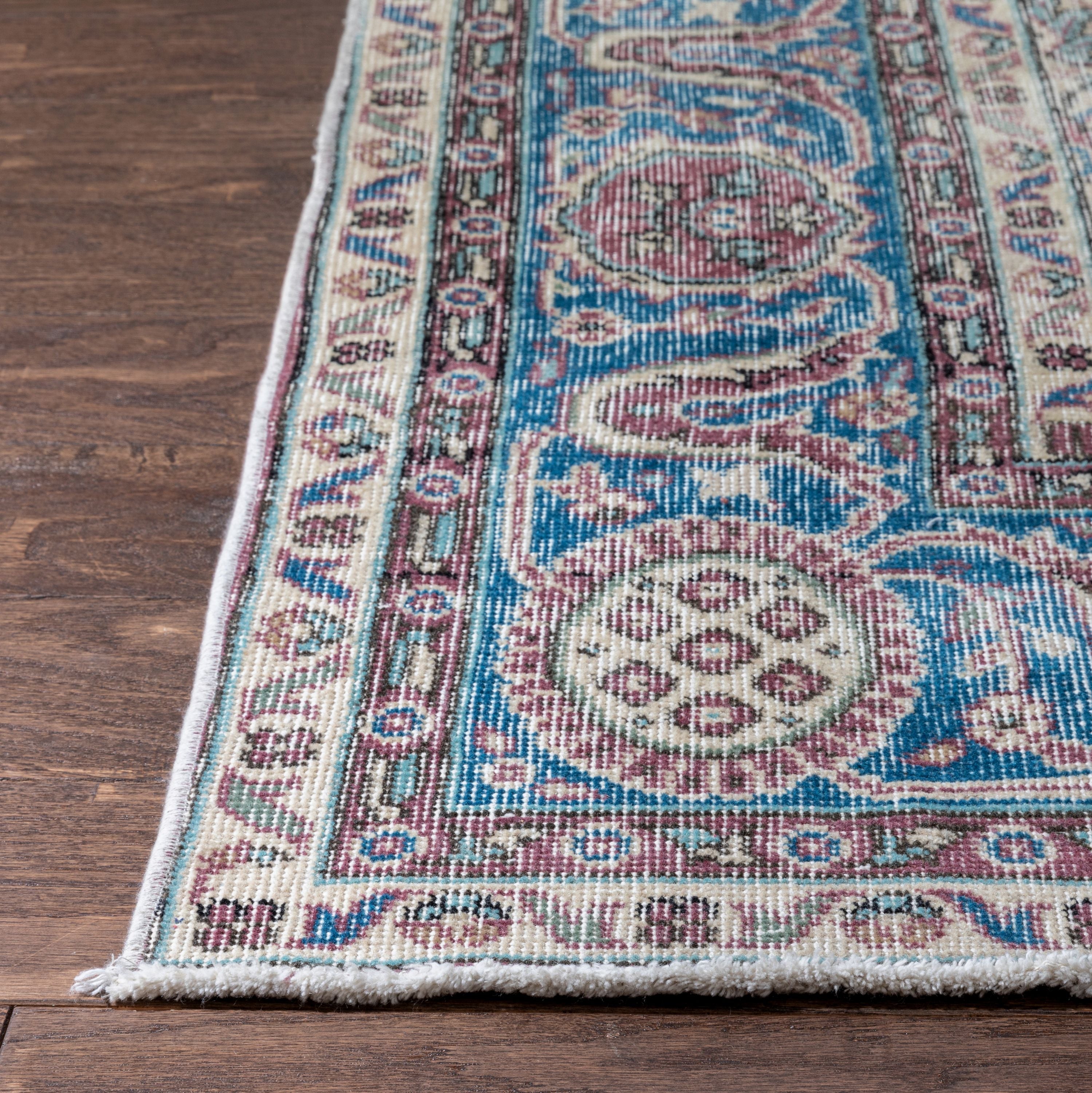 Abla Rust & Blue Oriental Medallion, einzigartiger handgefertigter Wollteppich, 8'6" x 12'5"