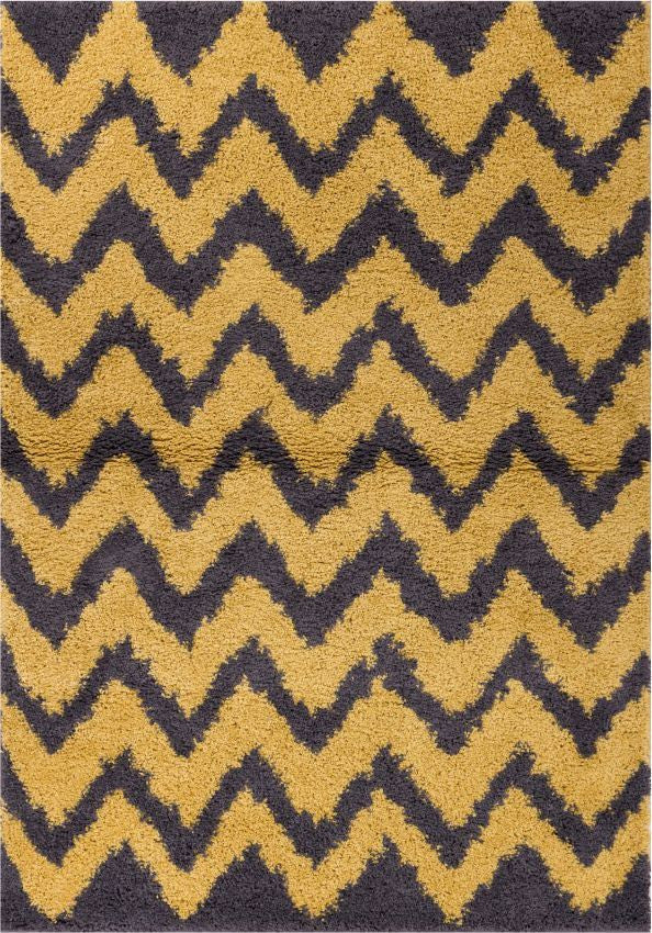 Moderner Teppich &bdquo;Passion Chevron Gold Grey&ldquo;.