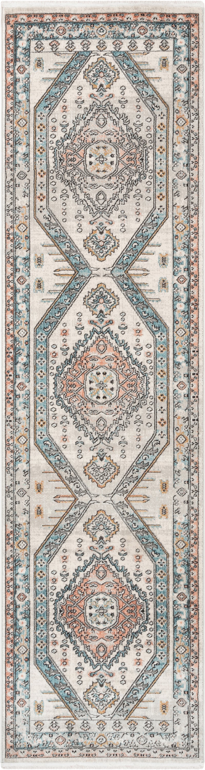 Jane Vintage b&ouml;hmischer aztekischer Tribal-Teppich in Blau