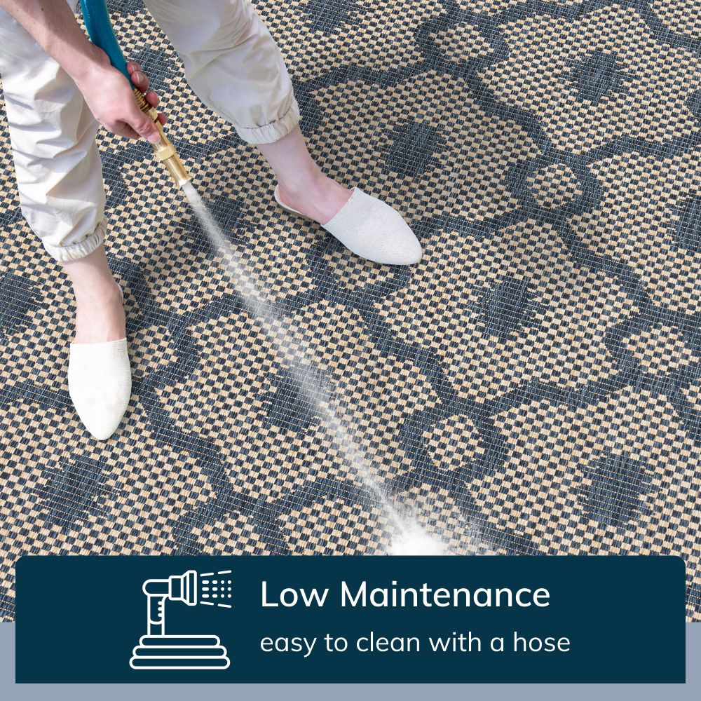 Sol Lattice Trellis Indoor Outdoor Blauer Flachgewebe-Teppich