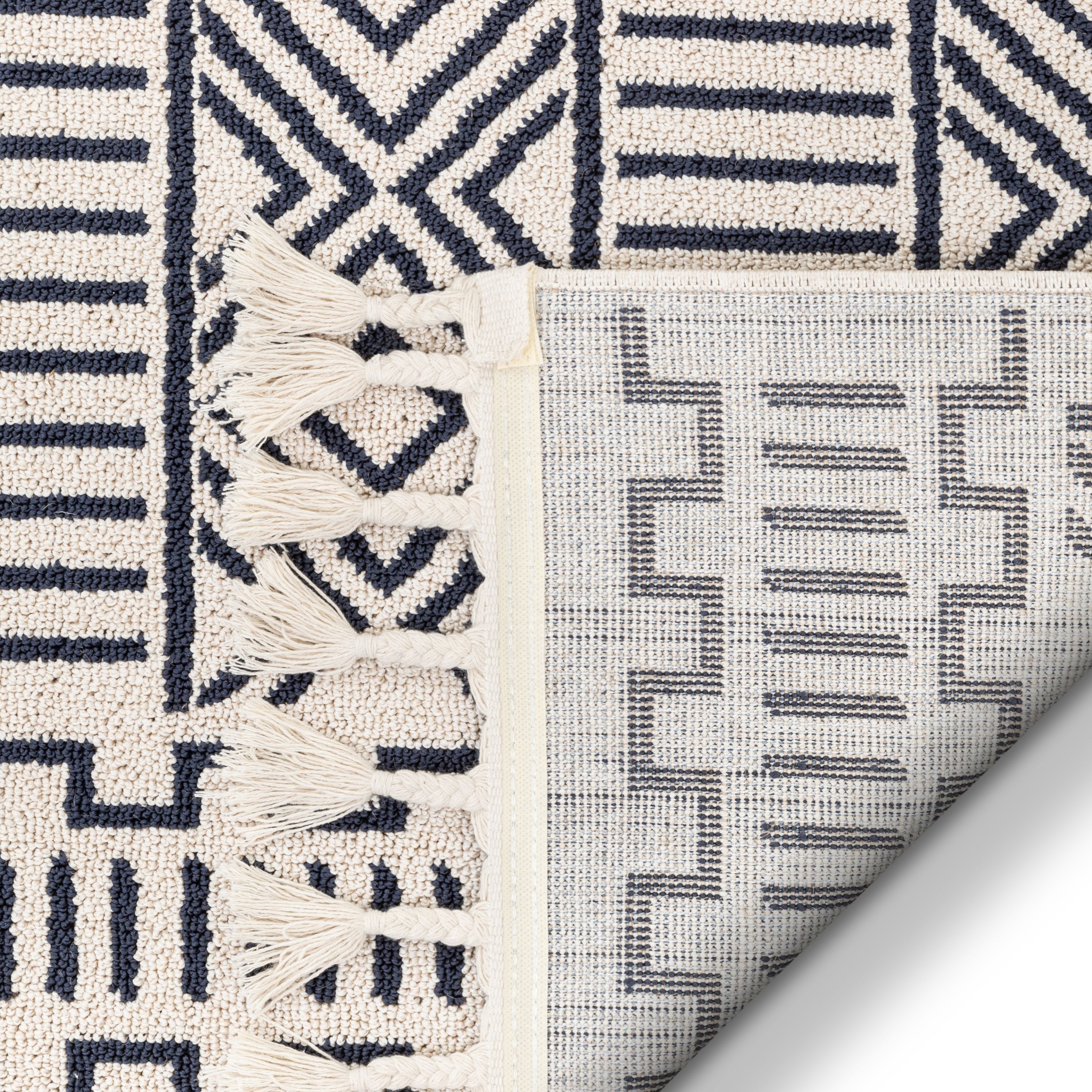 Dora Tribal marokkanischer geometrischer dunkelblauer Kelim-Teppich