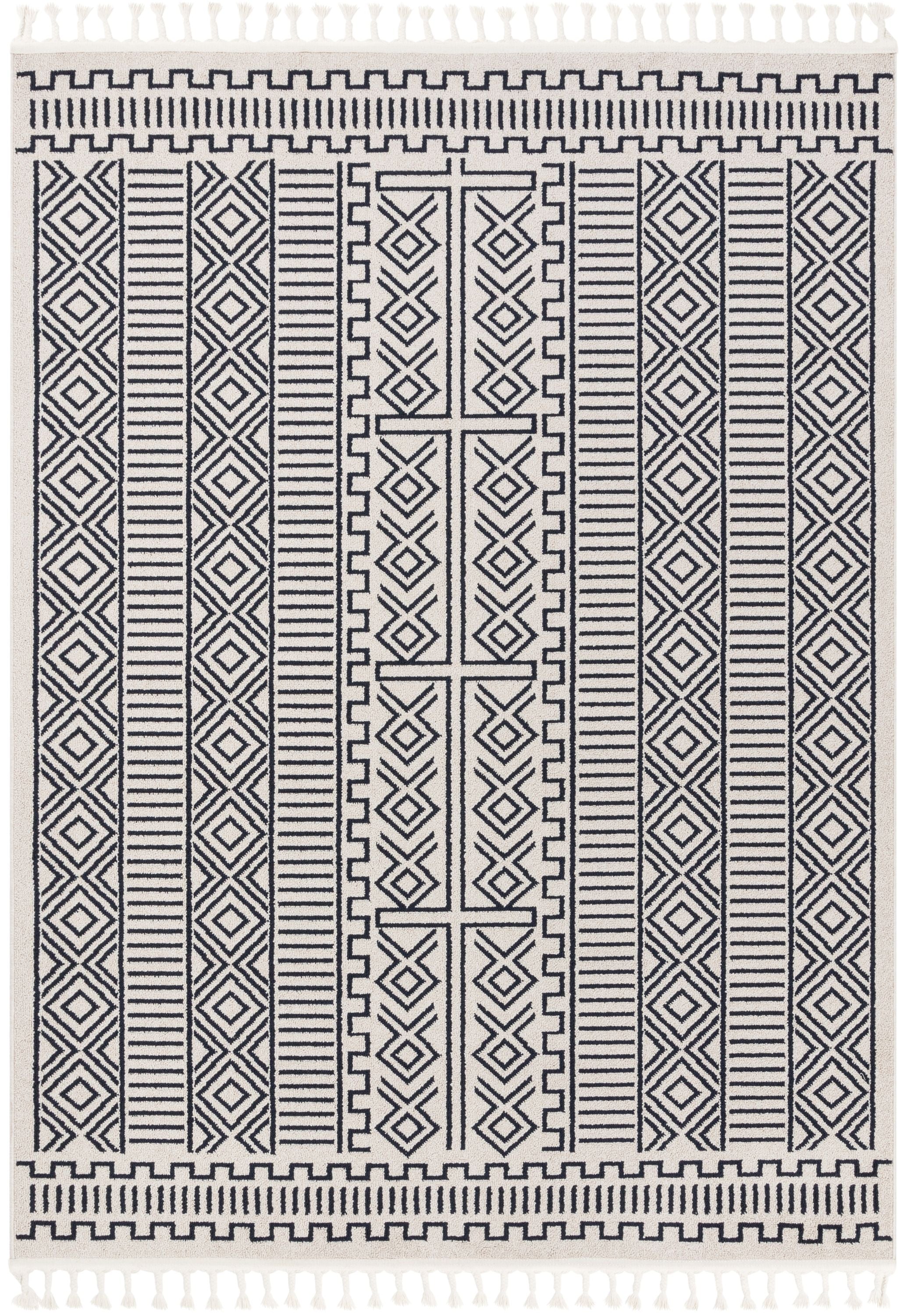 Dora Tribal marokkanischer geometrischer dunkelblauer Kelim-Teppich