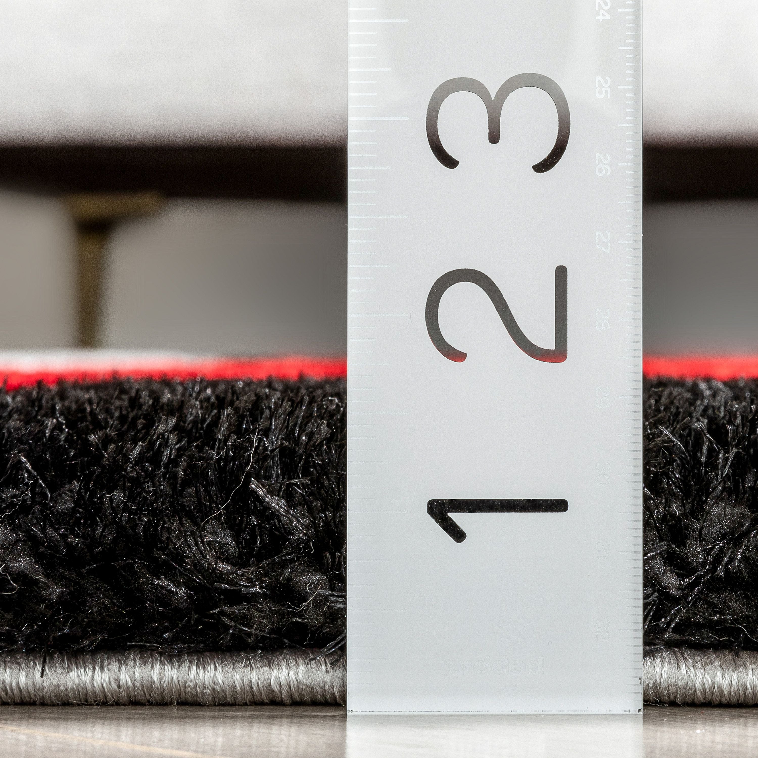 Escondido Roter moderner geometrischer 3D-strukturierter Shag-Teppich