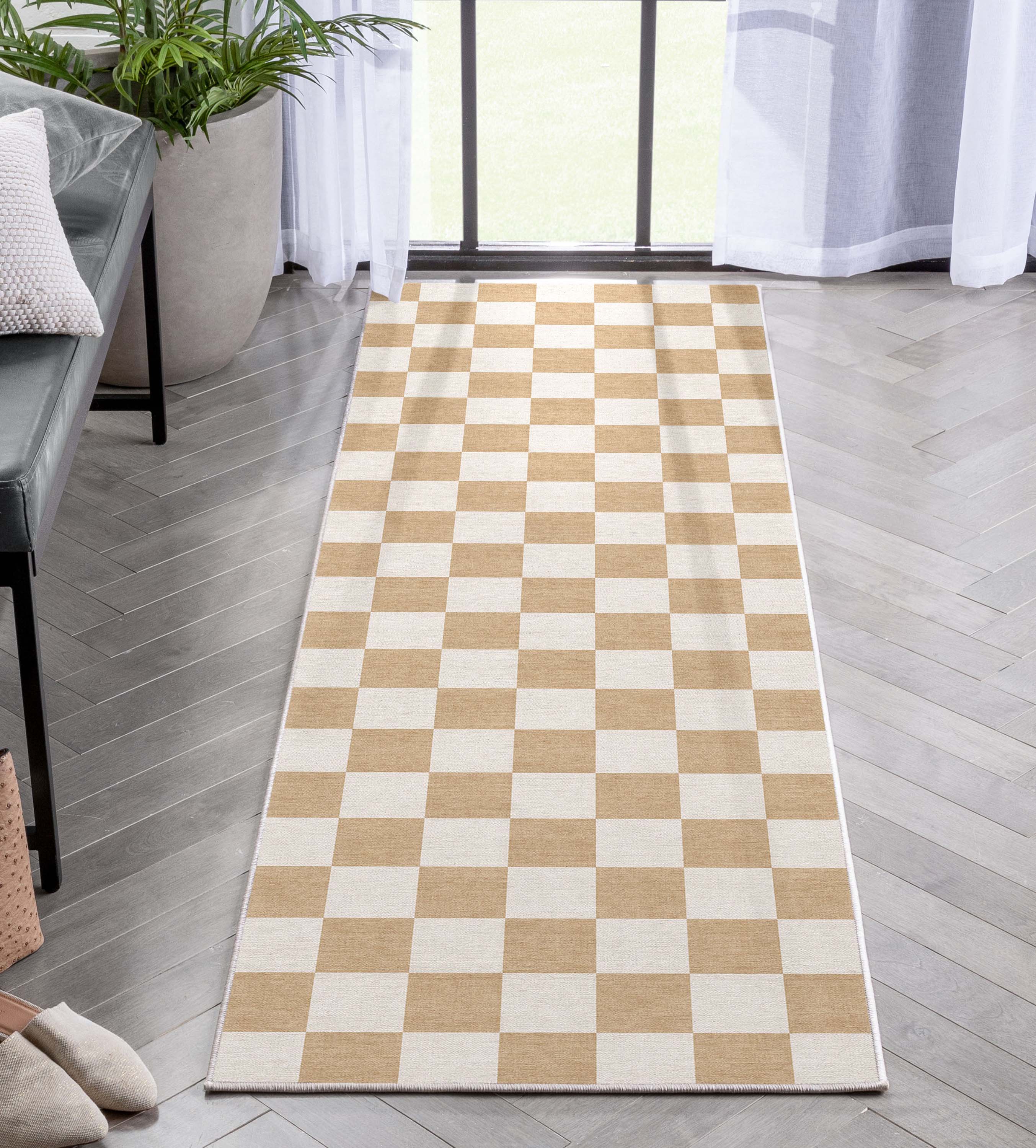 Quadratischer Flachgewebe-Teppich mit modernen geometrischen Boxen
