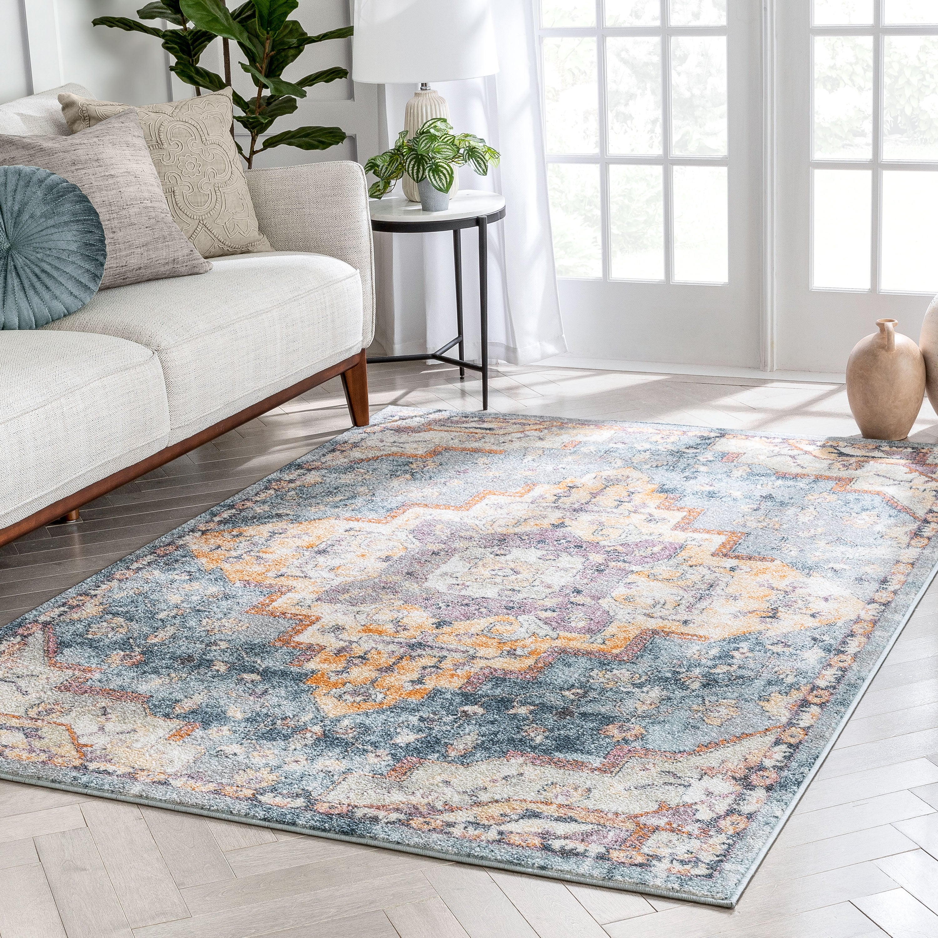 Encino Global Vintage Medaillon Hellblauer Teppich