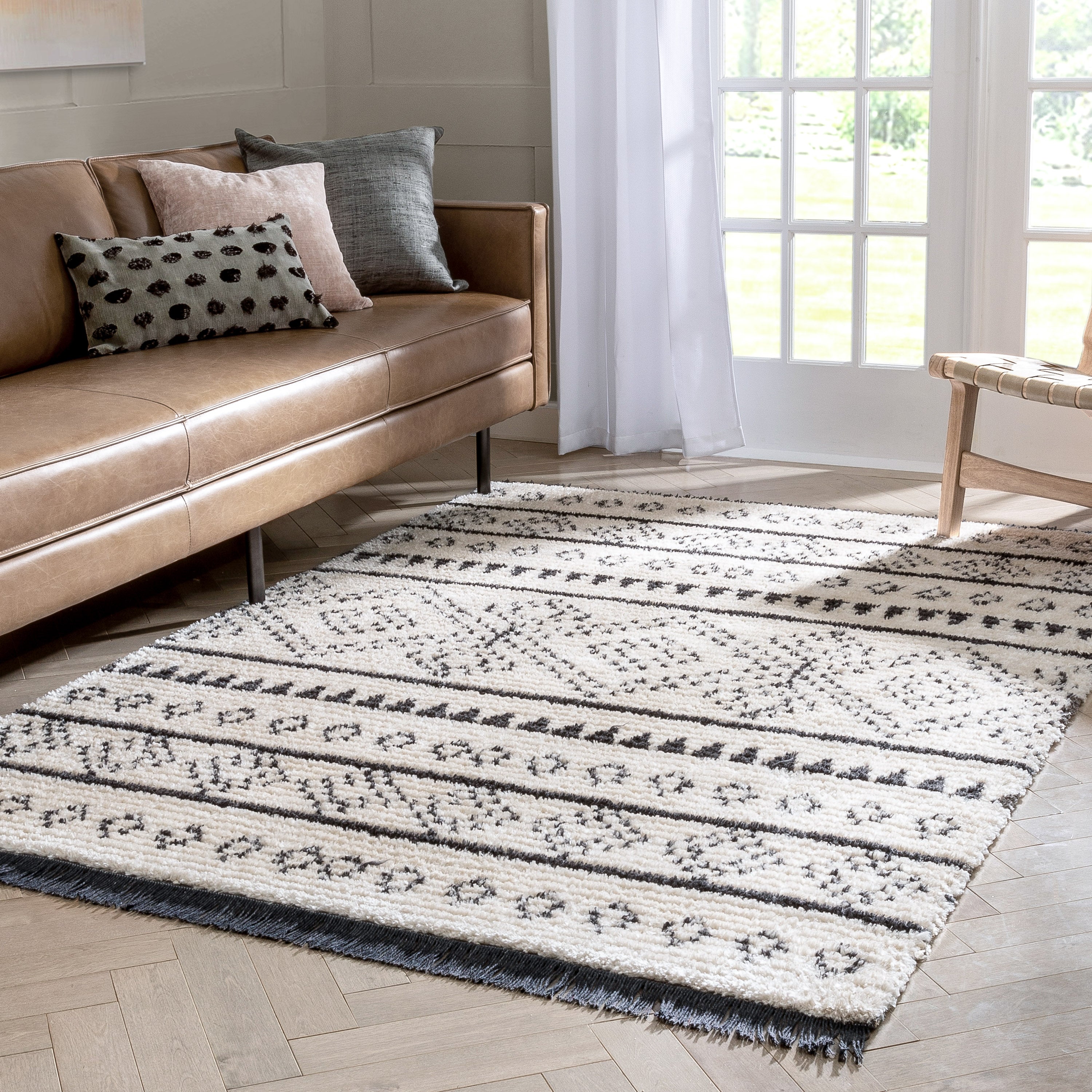Odina Tribal Diamond Lattice Pattern Grauer High-Low-strukturierter Florteppich