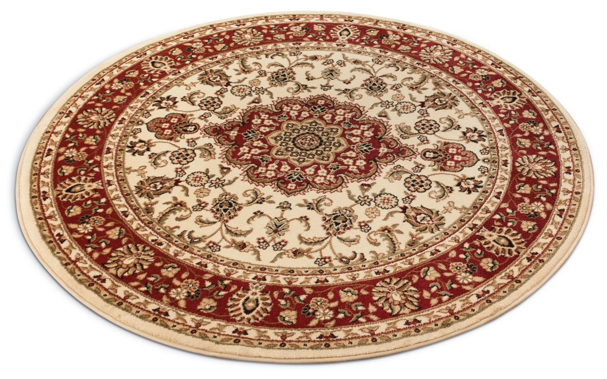 Medaillon Kashan Elfenbeinfarbener traditioneller runder Teppich