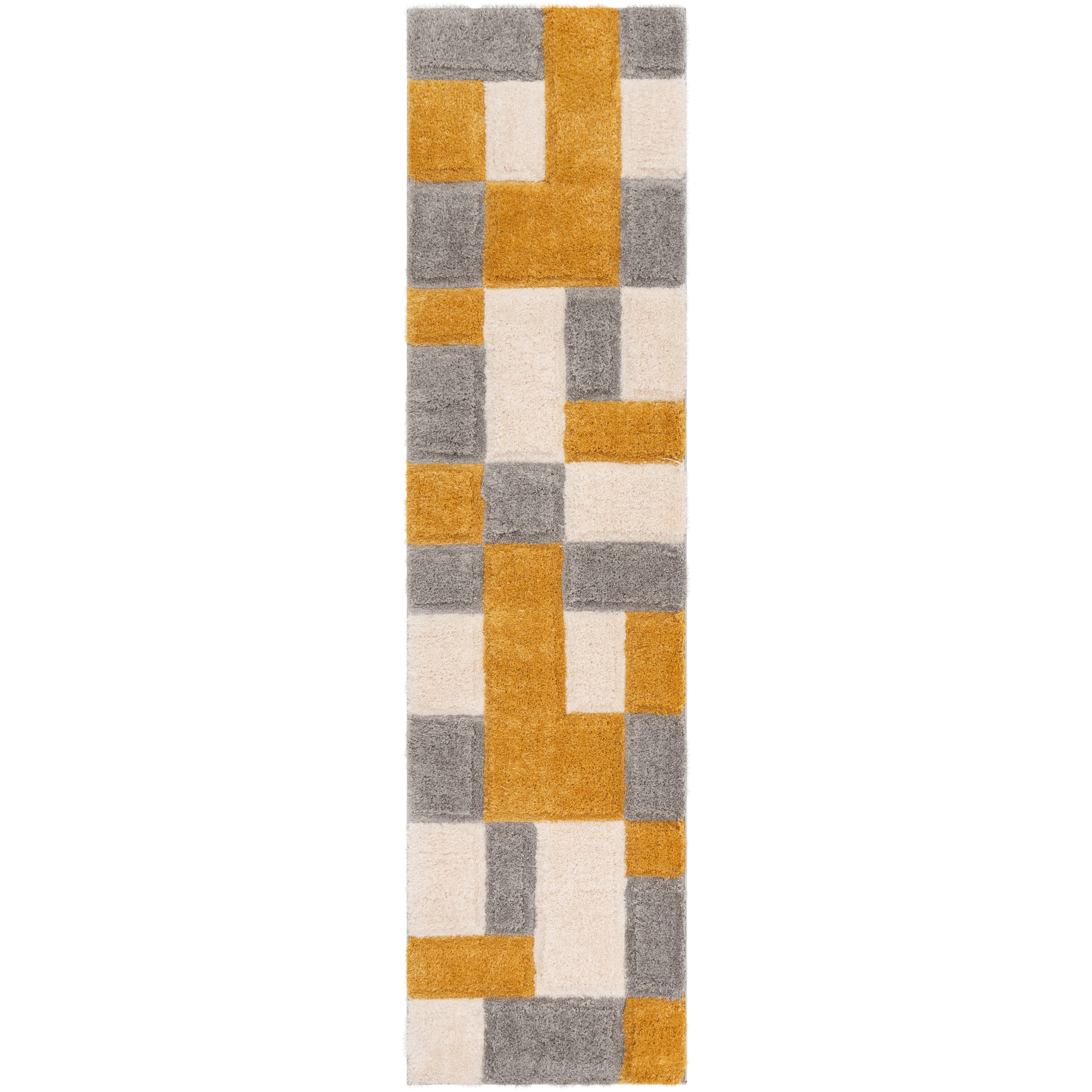 Escondido Gelber moderner geometrischer 3D-strukturierter Shag-Teppich von Chill Rugs
