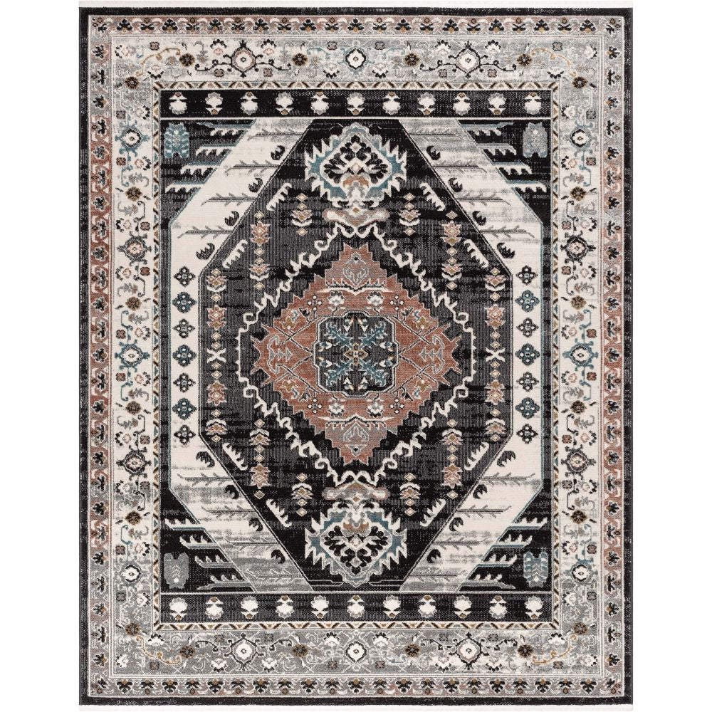 Julita Vintage Bohemian Aztec Tribal Schwarzer Teppich