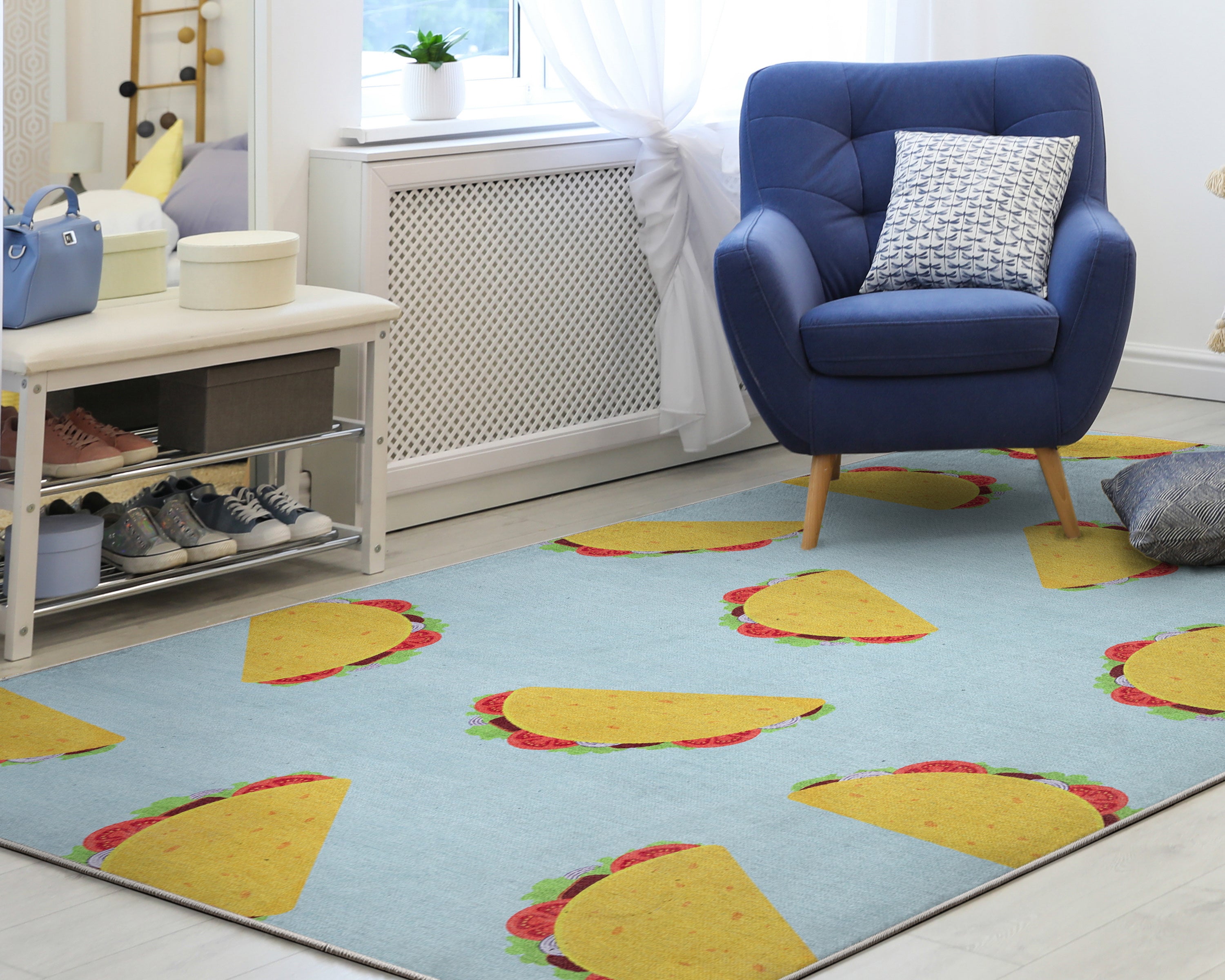 Multi Tacos Neuheit Multi Blue Flachgewebe-Teppich