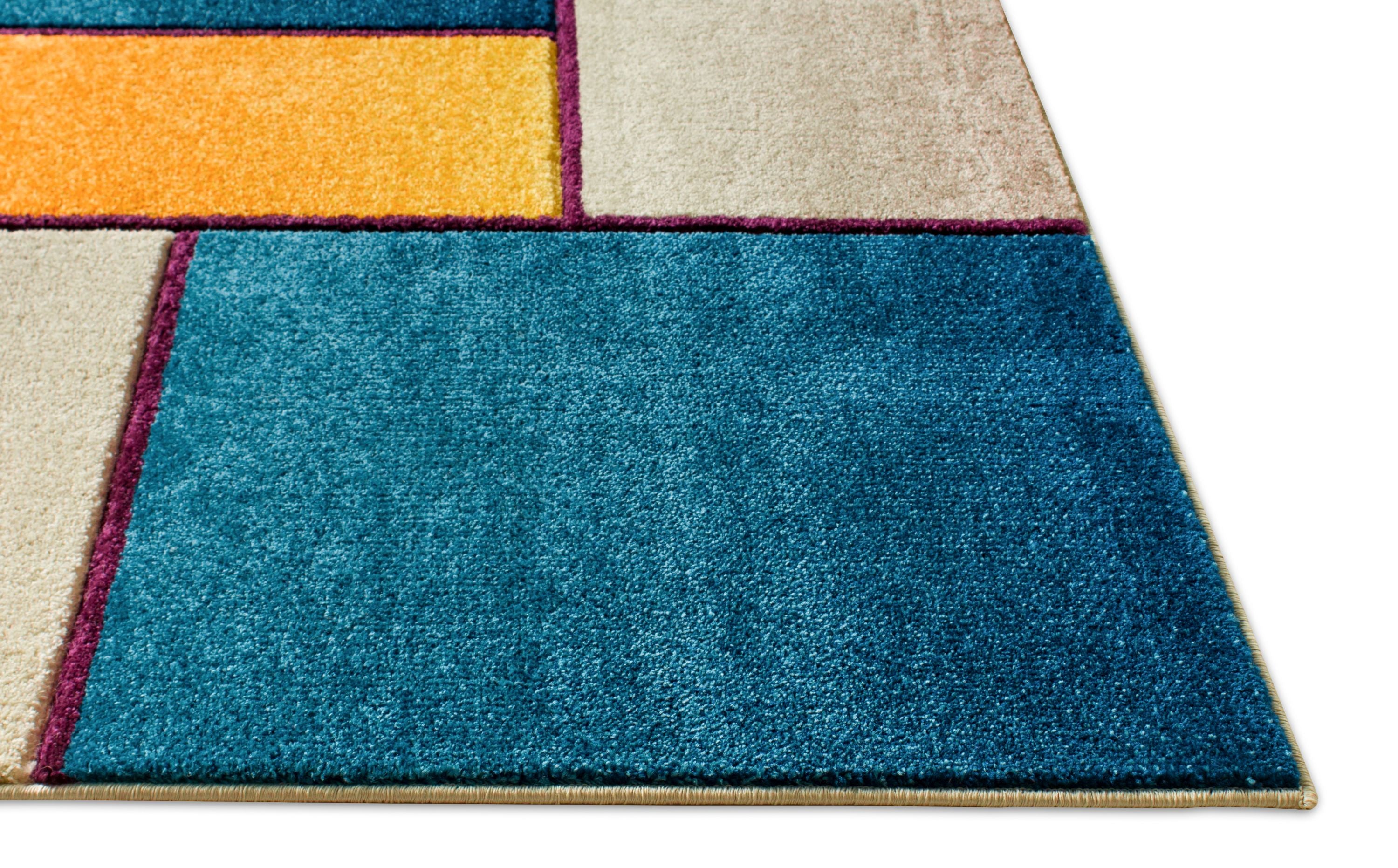 Cremefarbener Saree-Mid-Century-Modern-Teppich