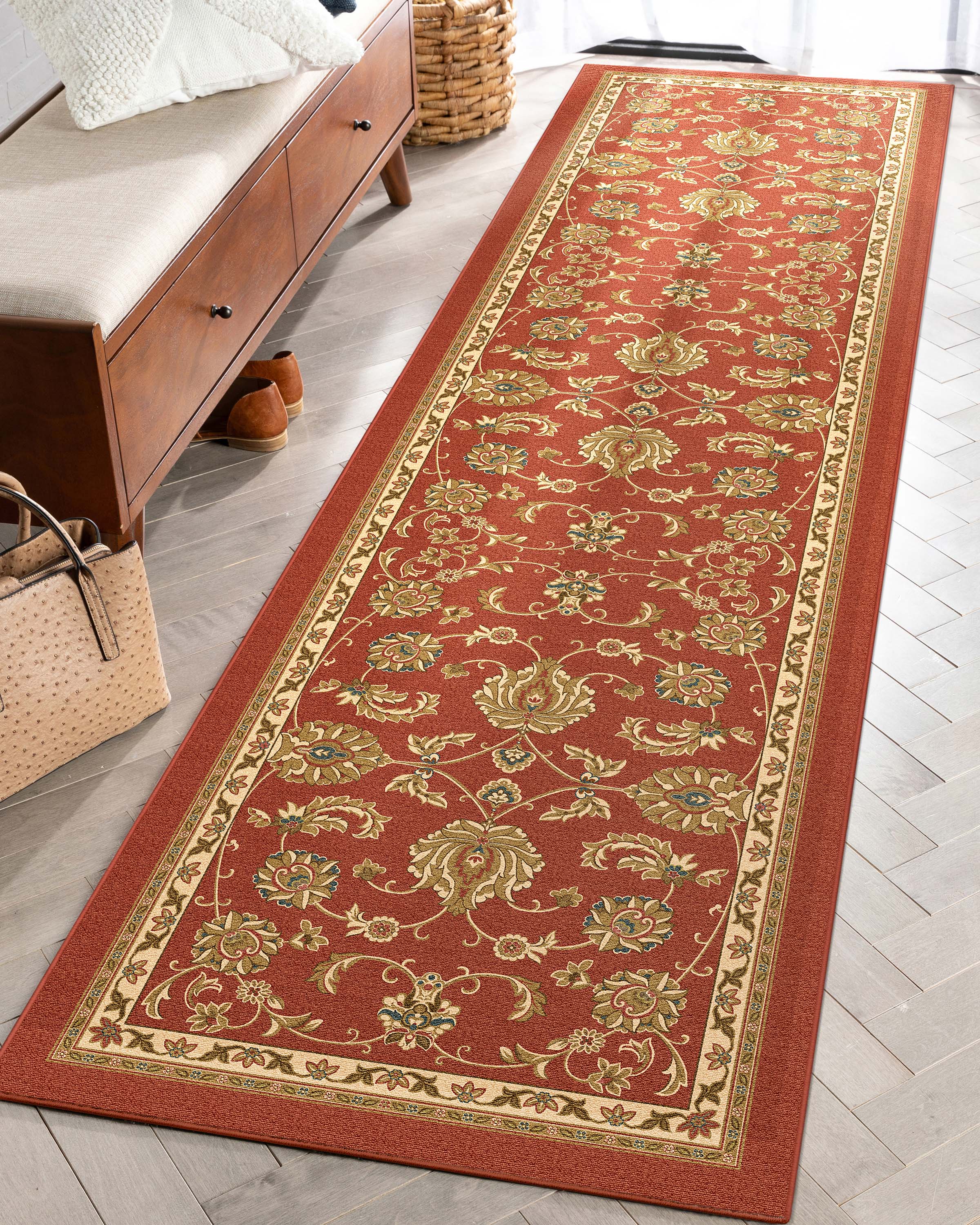 Tabriz Traditioneller orientalischer Flachgewebe-Teppich mit Baumwollr&uuml;cken