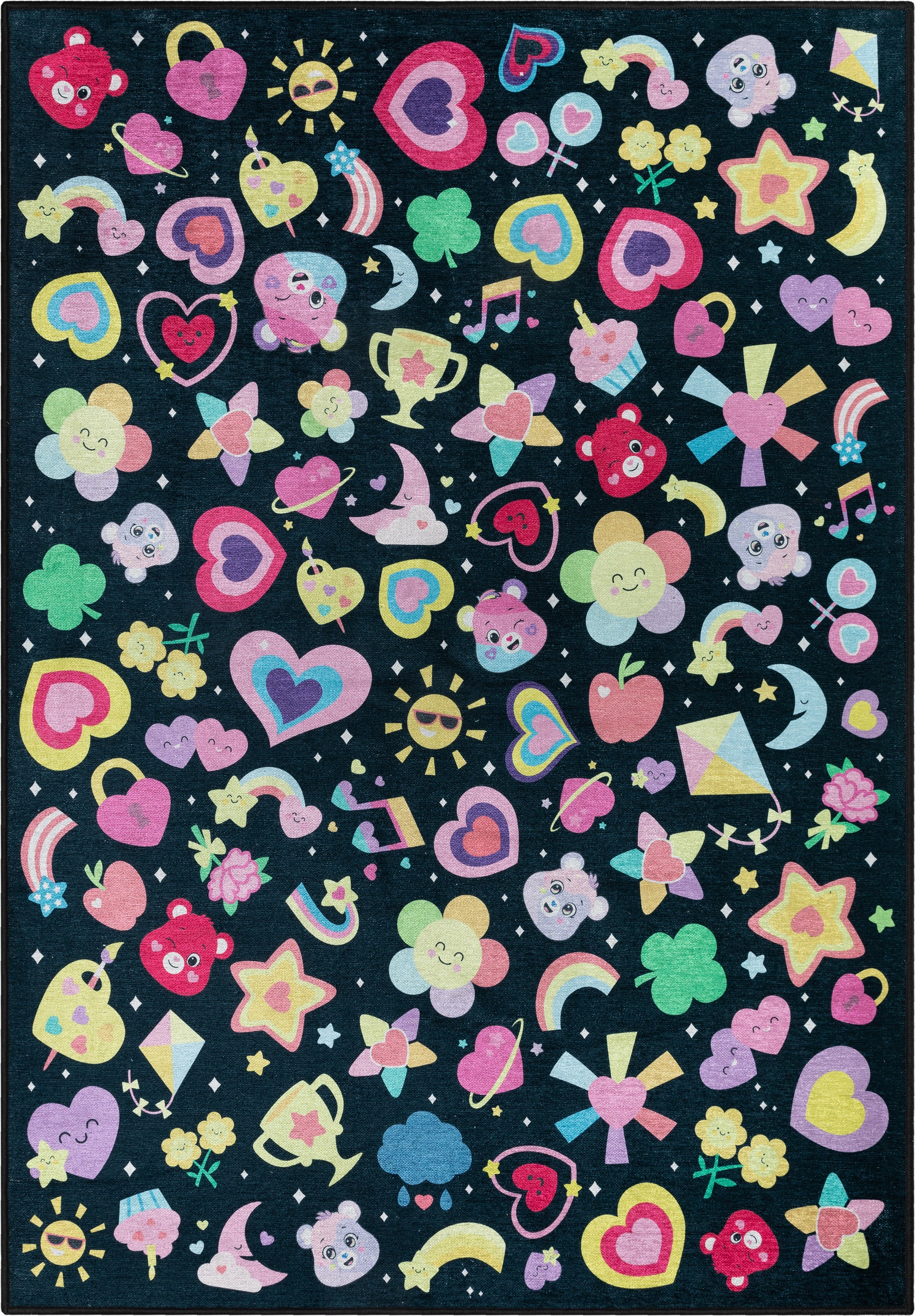 Care Bears Abzeichen und B&auml;ren schwarzer Teppich
