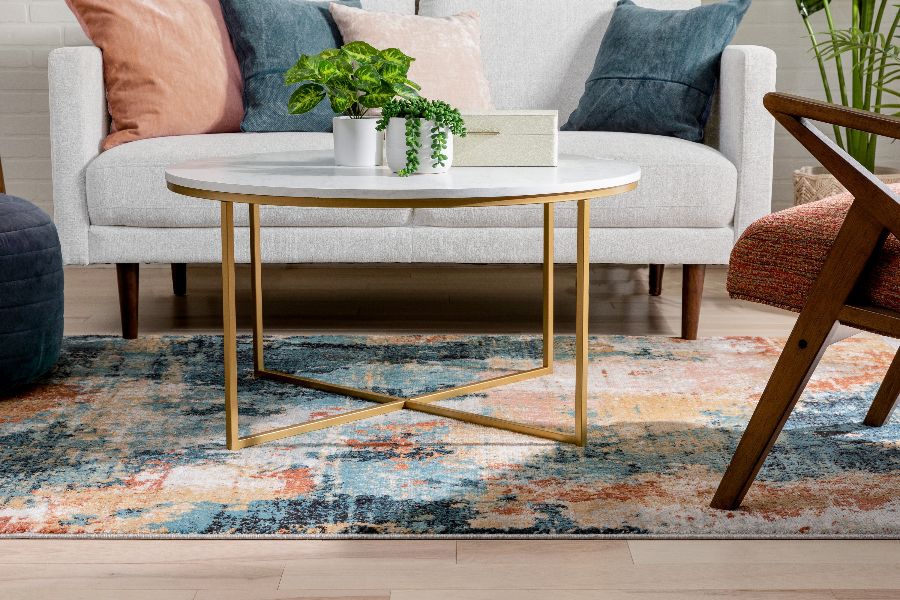 Vento Bohemian Modern Abstract Distressed Multi Teppich