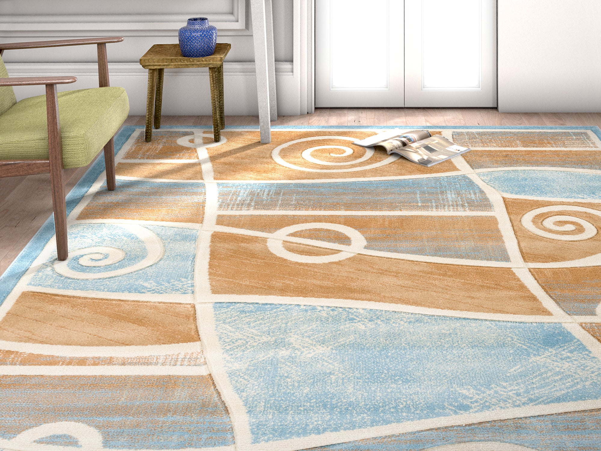 Moderner Teppich in Springfield-Blau