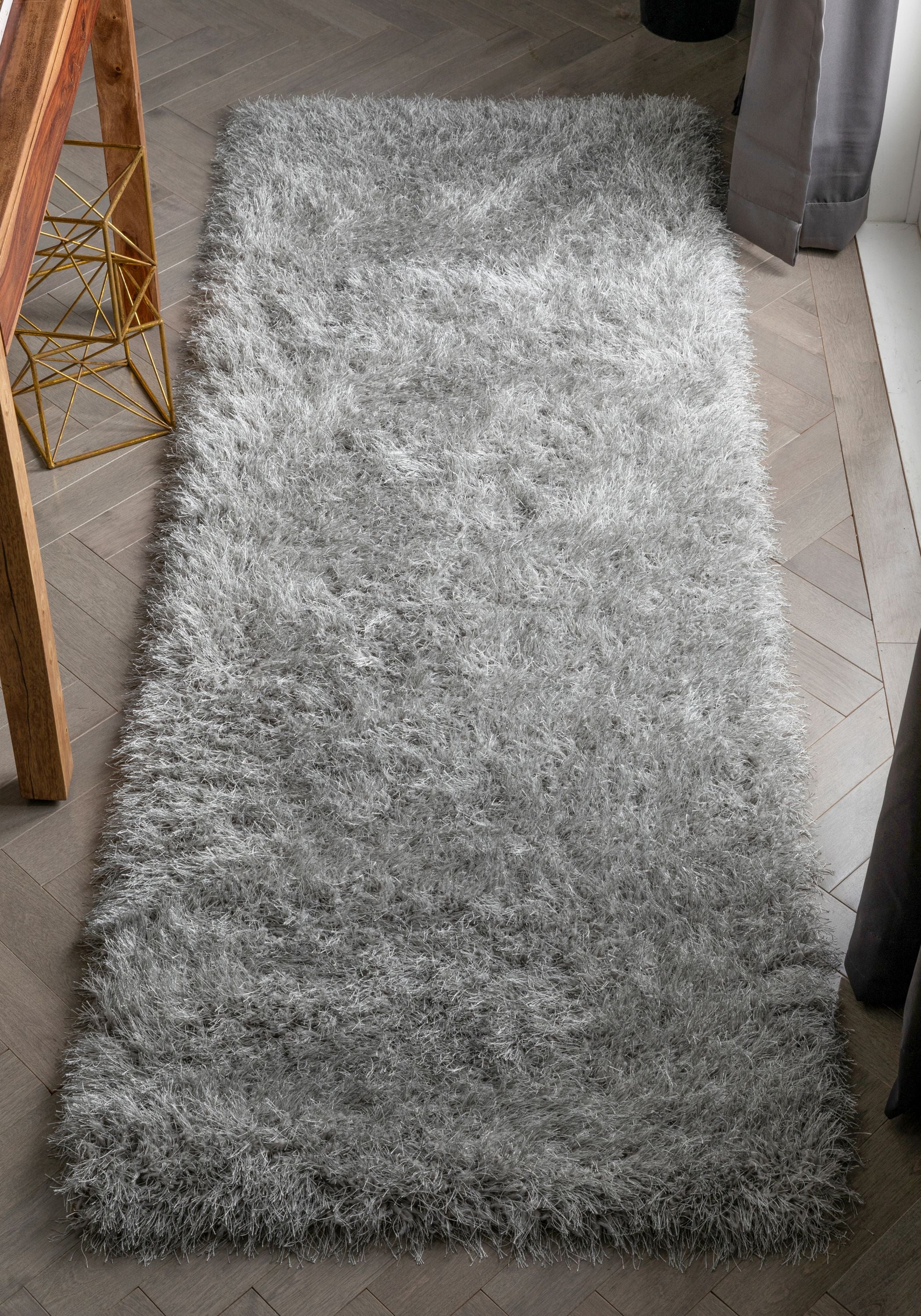 Chie Glam Solider, ultraweicher Shag-Teppich in Grau