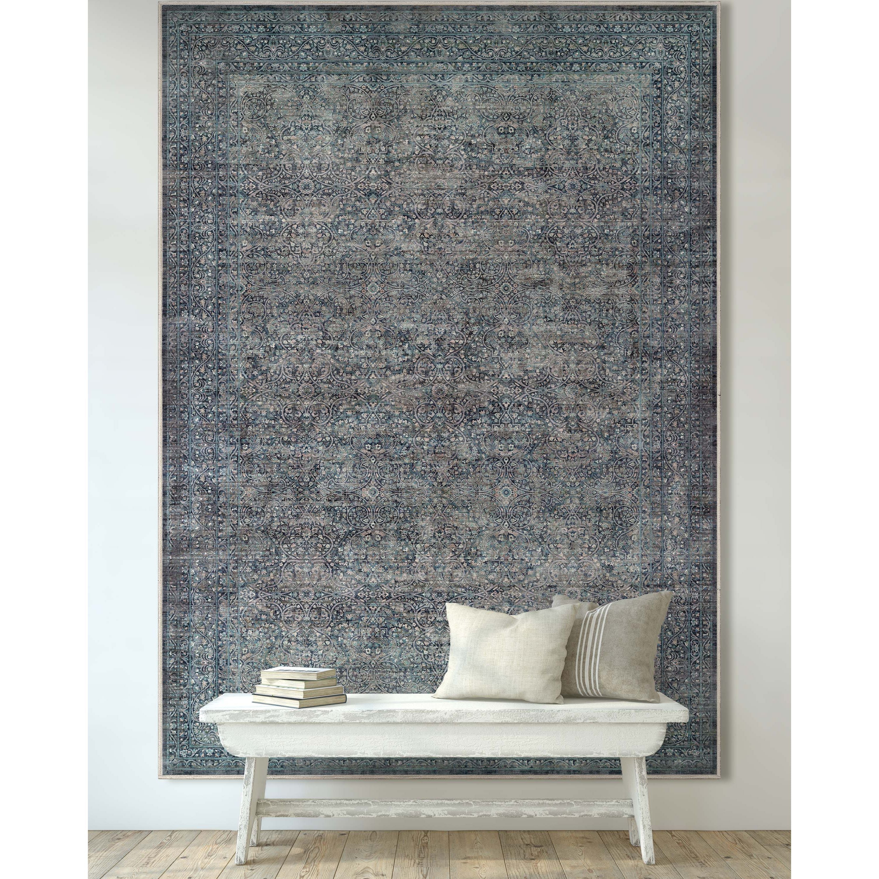Juliette Vintage persischer orientalischer Flachgewebe-Teppich in Blau