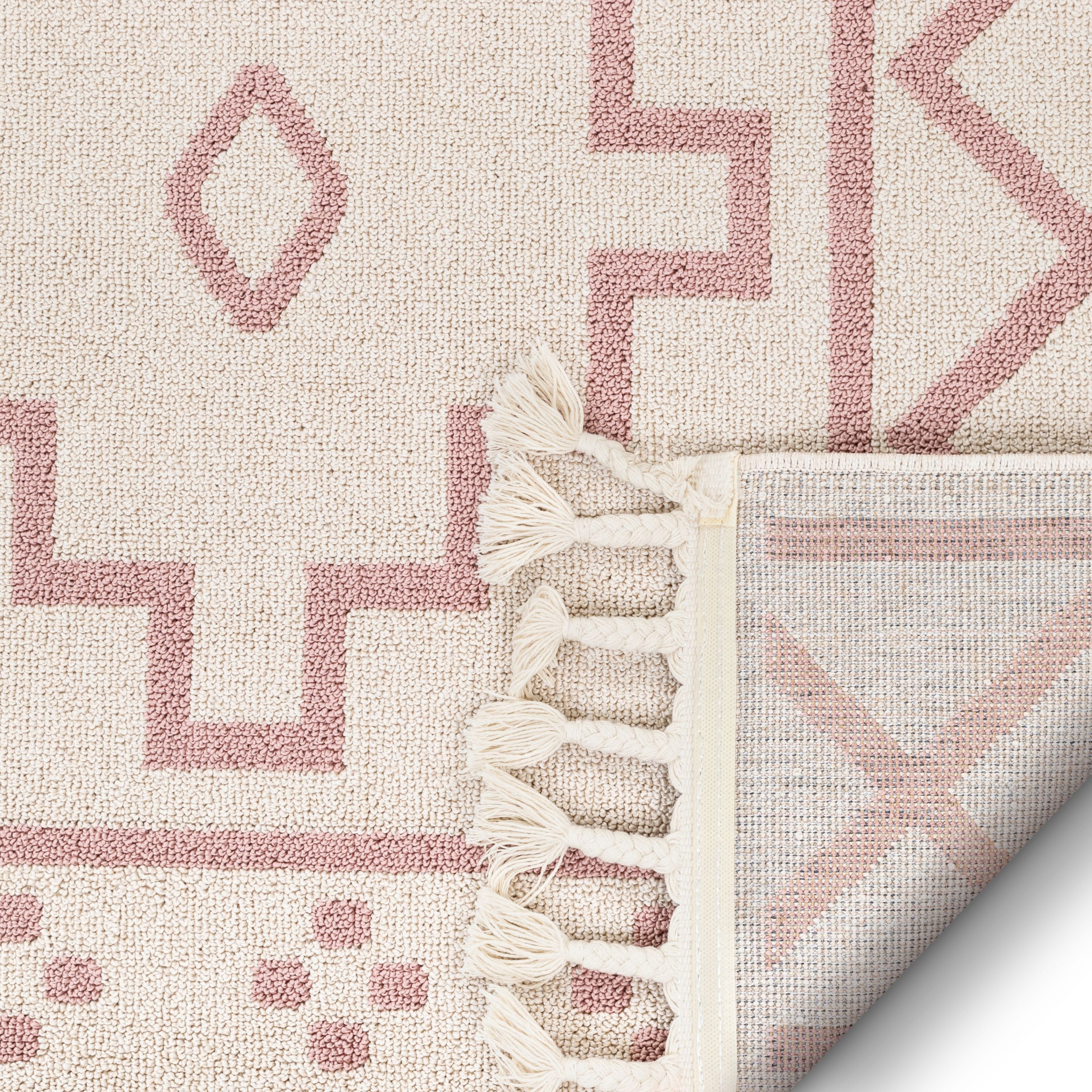 Mica Southwestern Tribal Geometrischer Teppich im Kelim-Stil in Blush