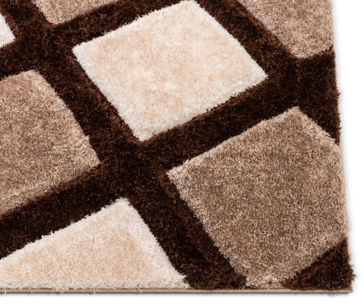 Posh Brown Moderner geometrischer 3D-strukturierter Shag-Teppich von Chill Rugs