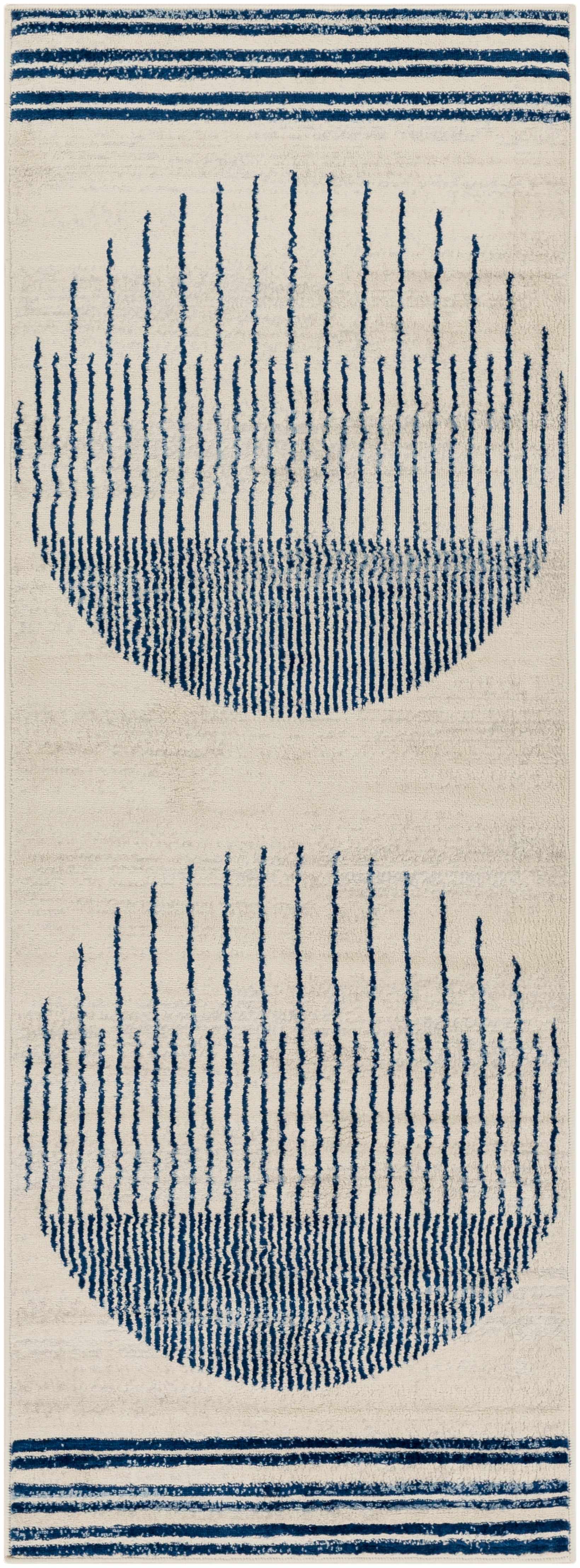 Geometrischer Angus-Teppich in Blau und Wei&szlig;