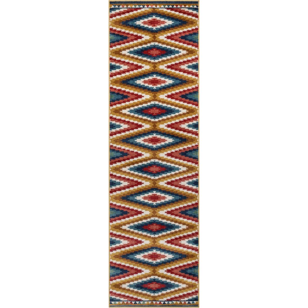 Mia Southwestern Tribal Azteken-Bohemian-Teppich in Blau