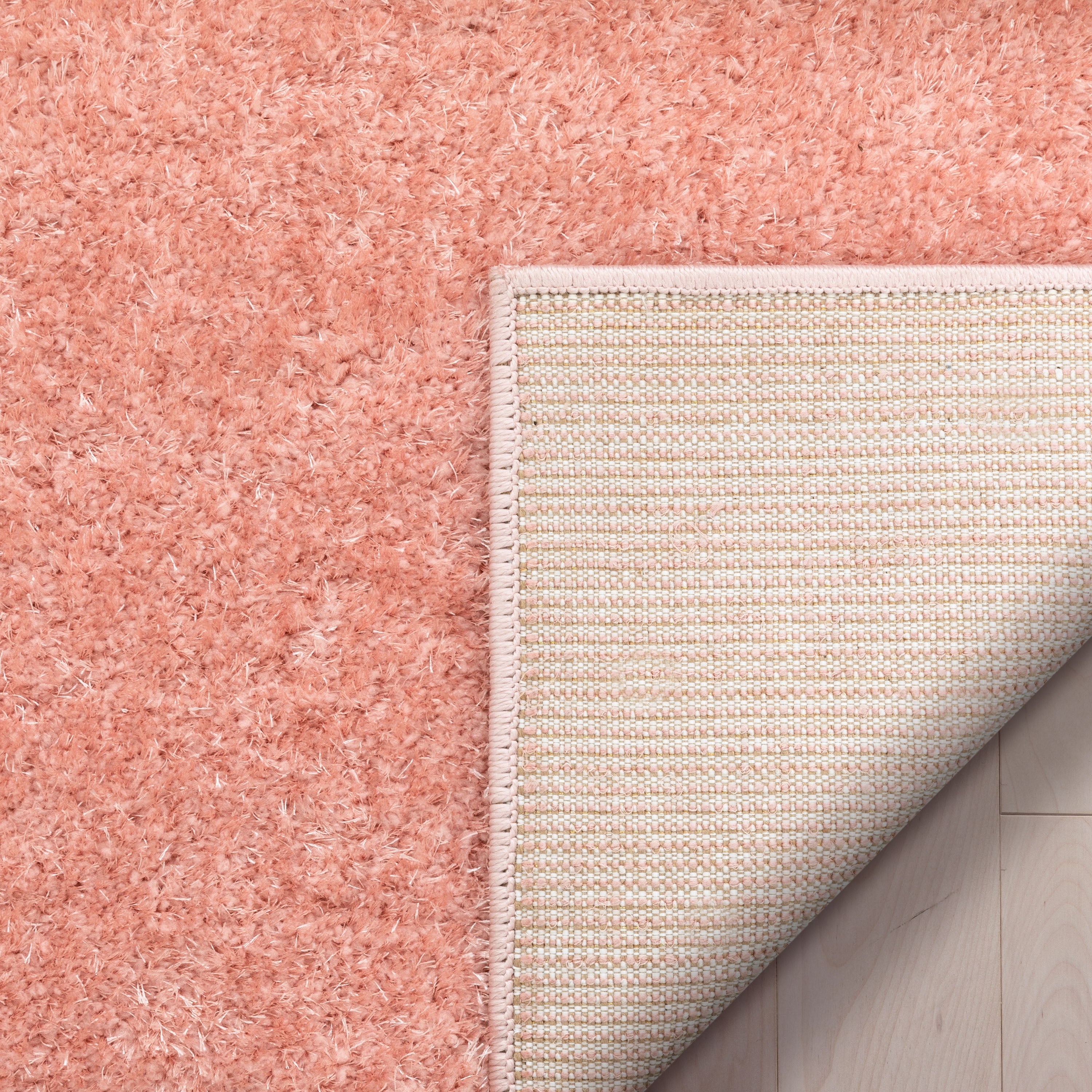 Chroma Glam Solider, ultraweicher Shag-Teppich in Hellrosa mit mehreren Texturen und schimmerndem Flor