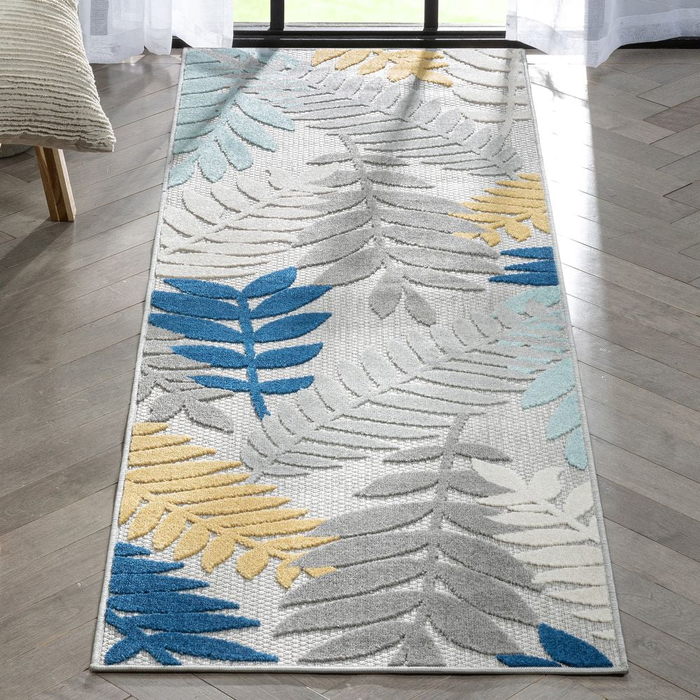 Mariah Grey Tropical Indoor Outdoor Teppich