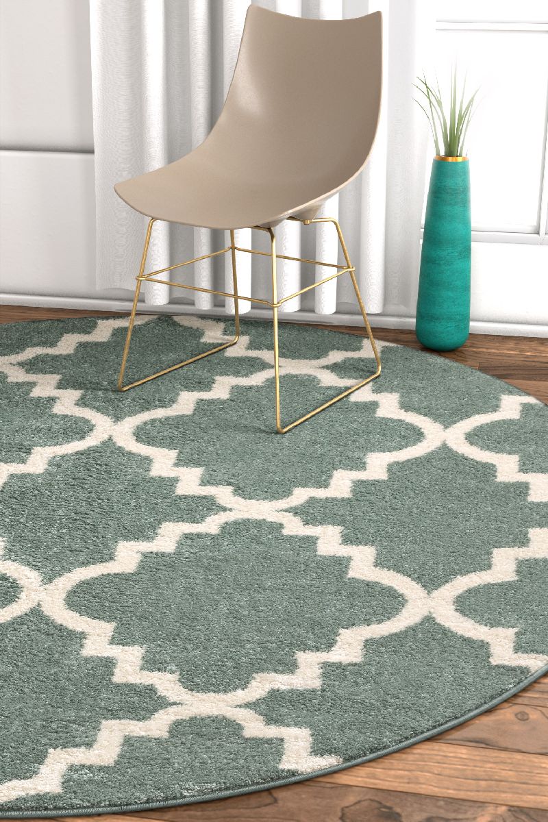 Lulu's Lattice Hellblauer moderner 5'3" runder Teppich