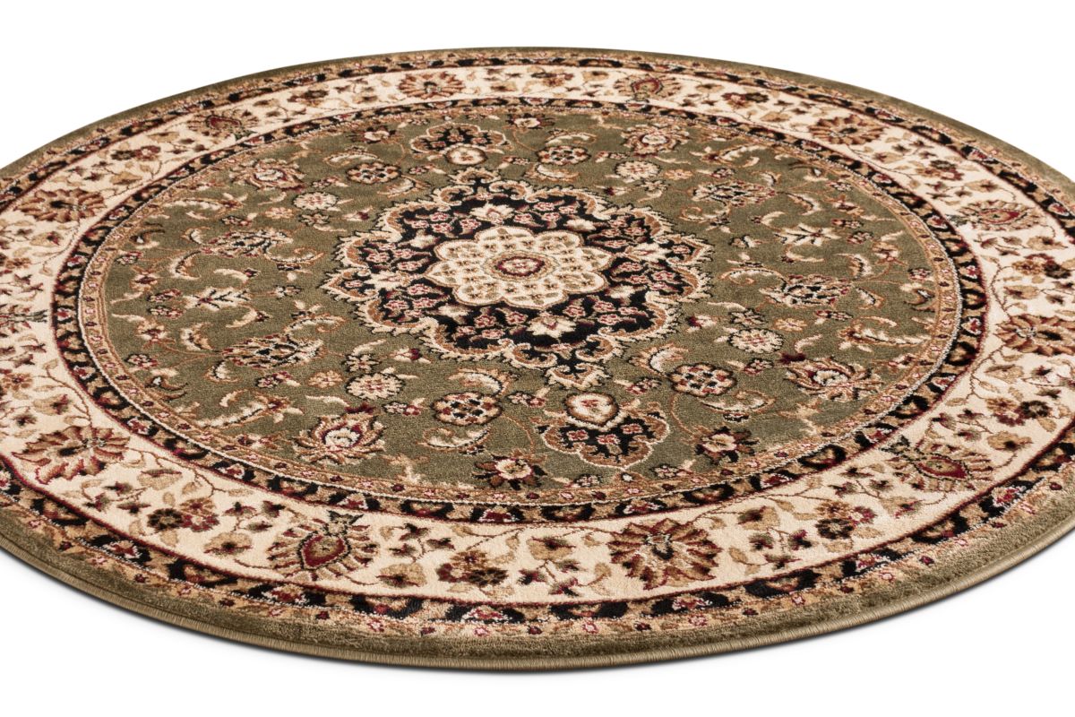 Medaillon Kashan Gr&uuml;ner traditioneller runder Teppich