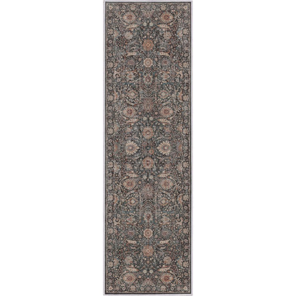 Liana Vintage Orientalischer Flachgewebe-Teppich in Anthrazit