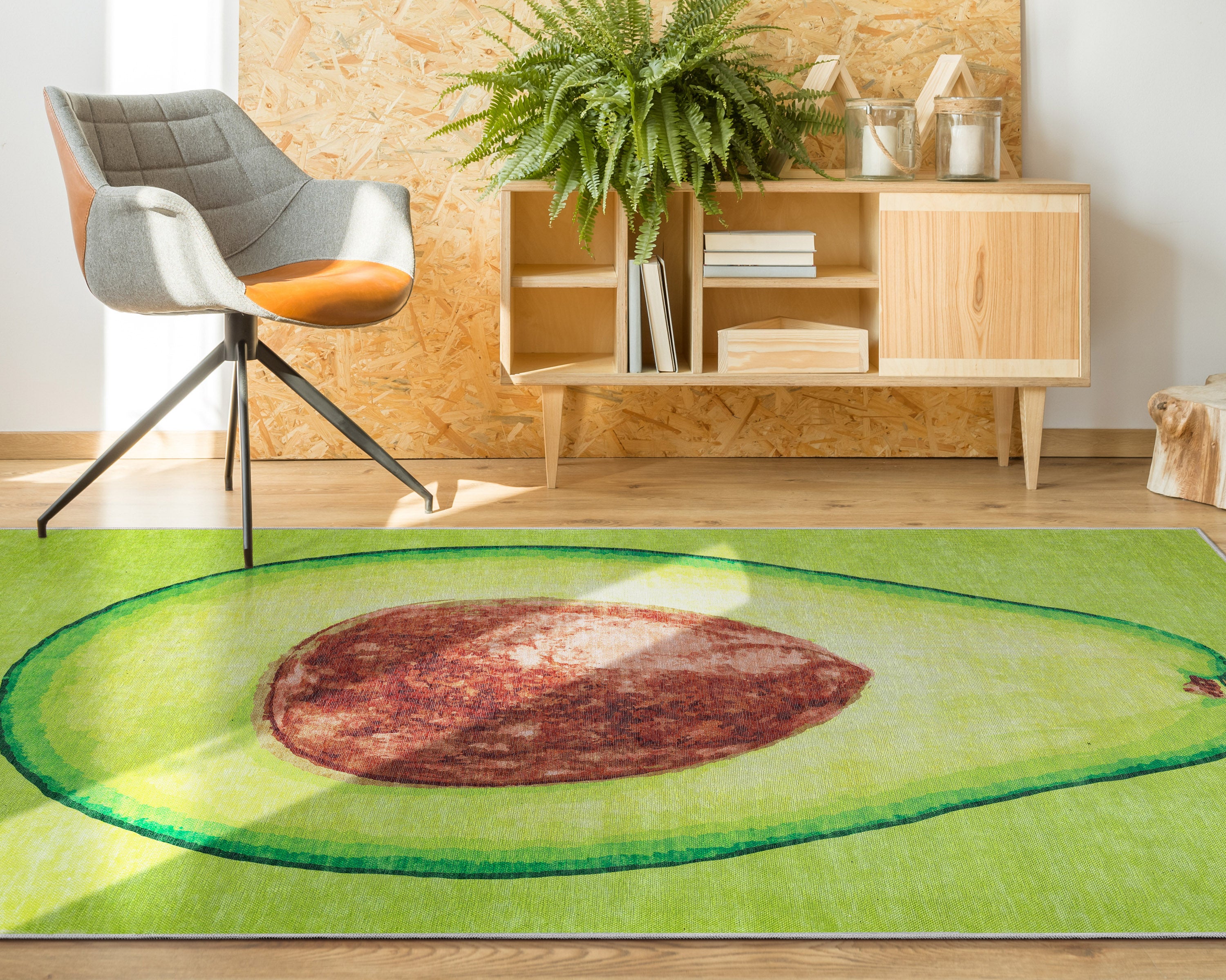 Avocado-Flachgewebe-Teppich in Gr&uuml;n