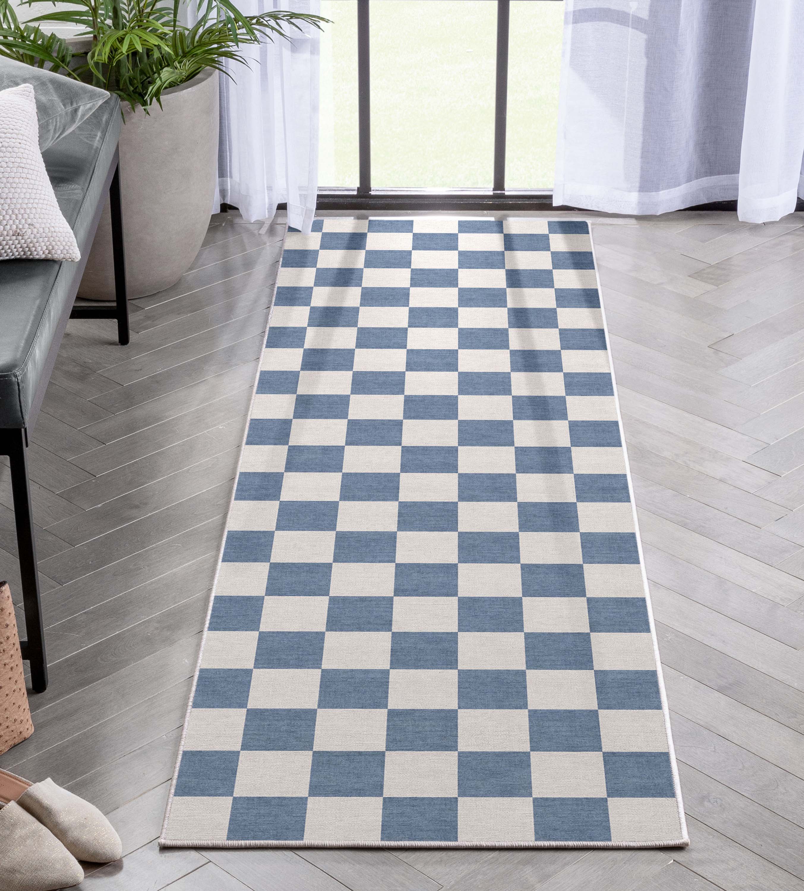 Quadratischer Flachgewebe-Teppich mit modernen geometrischen Boxen