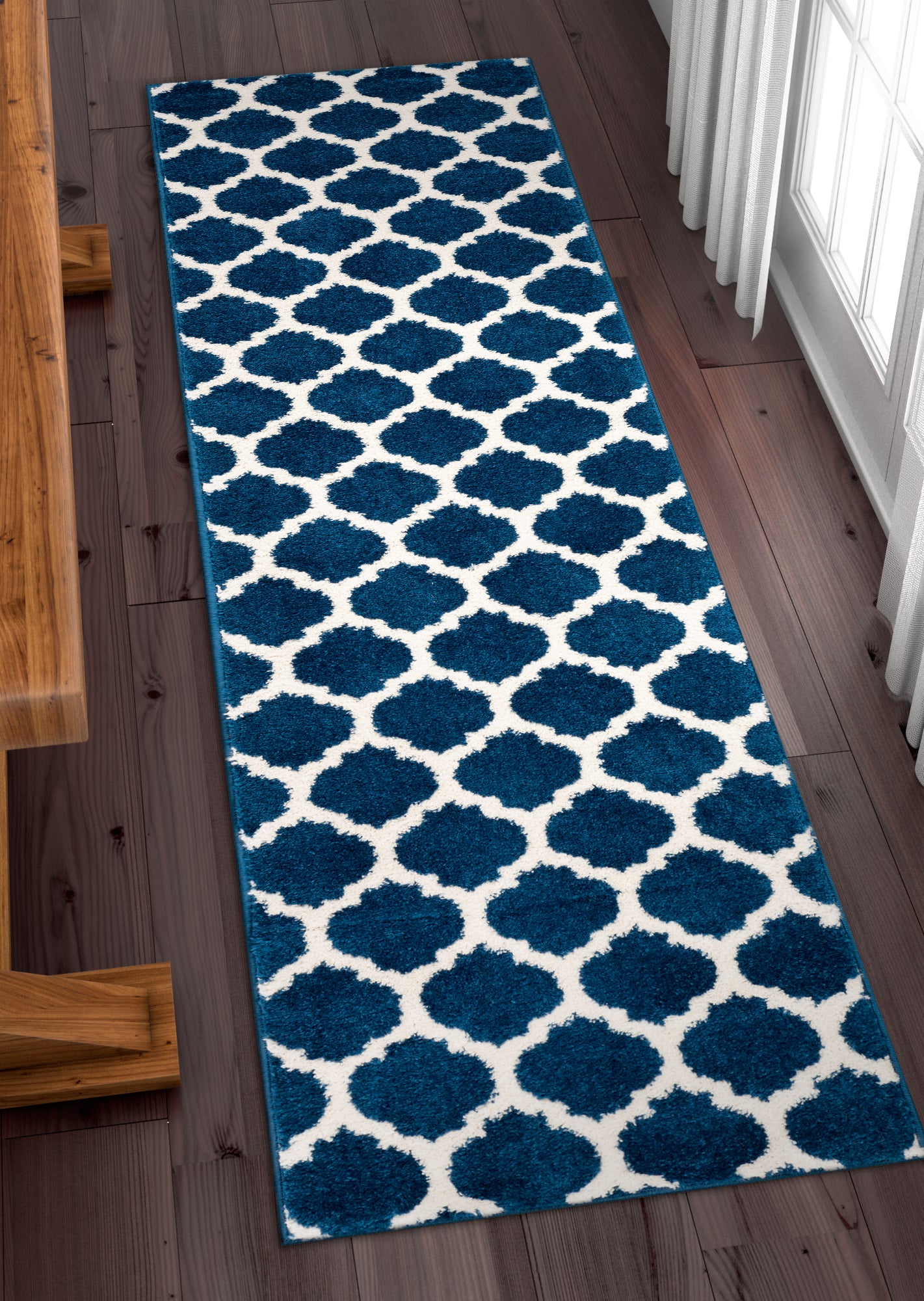 Moderner Gitterteppich &bdquo;Zoe Blue&ldquo;.