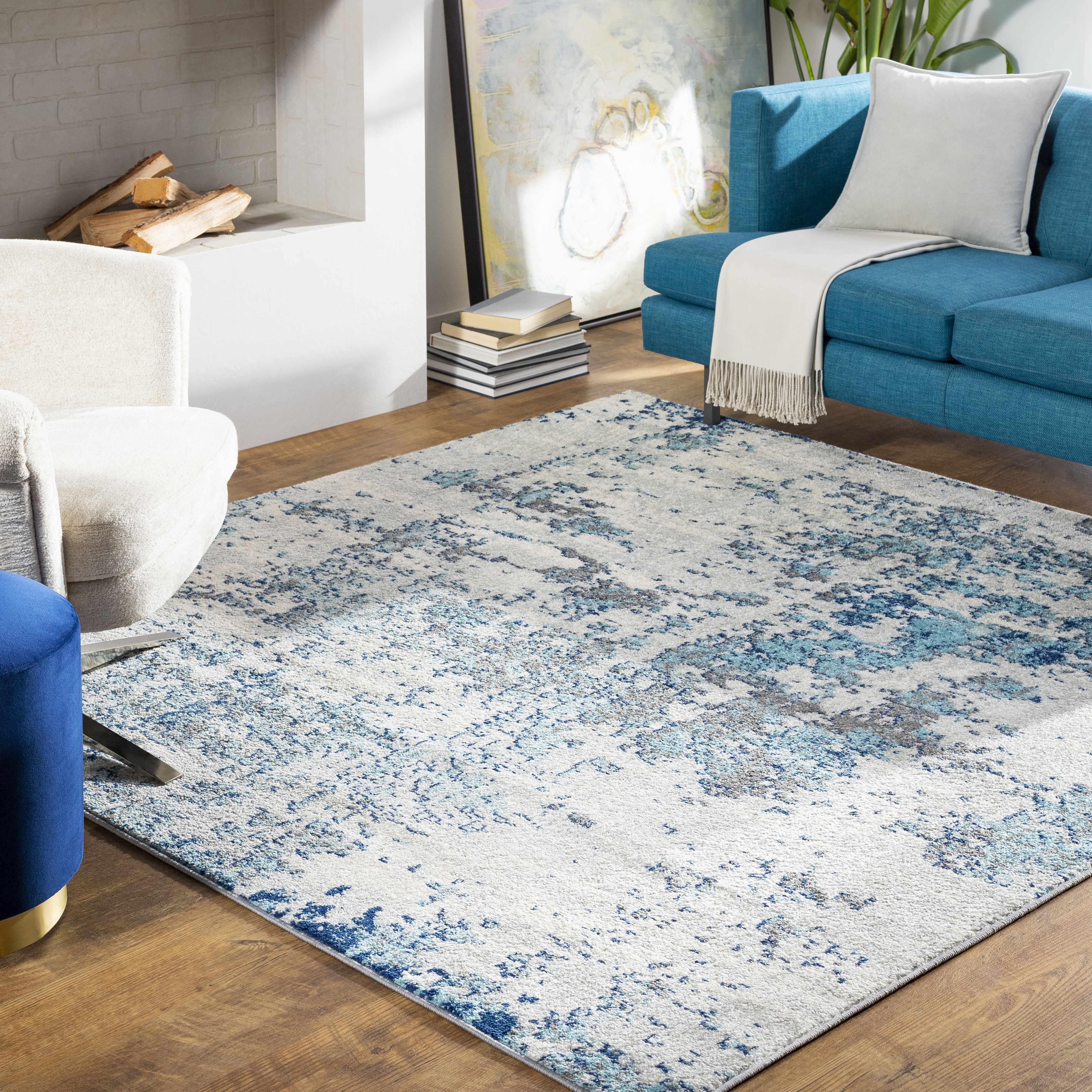 Teppich &bdquo;Beverly&ldquo; in abstraktem Blau
