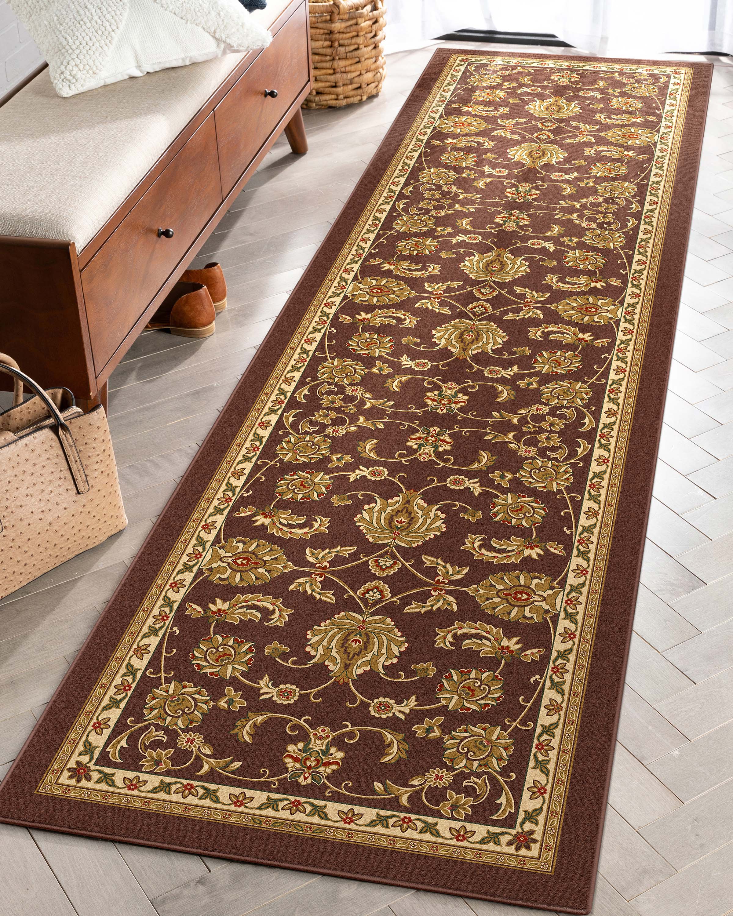 Tabriz Traditioneller orientalischer Flachgewebe-Teppich mit Baumwollr&uuml;cken