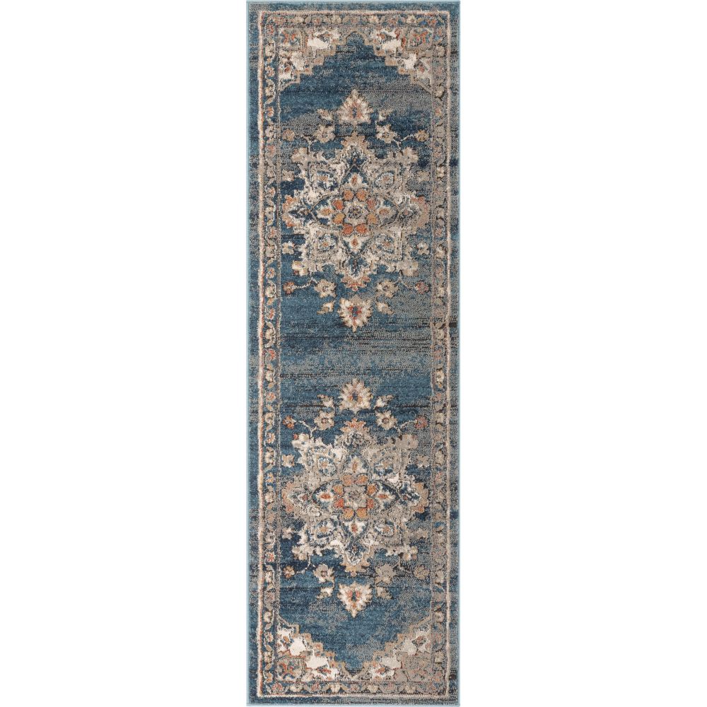 Ursula Vintage persischer orientalischer blau-schwarzer Rostteppich