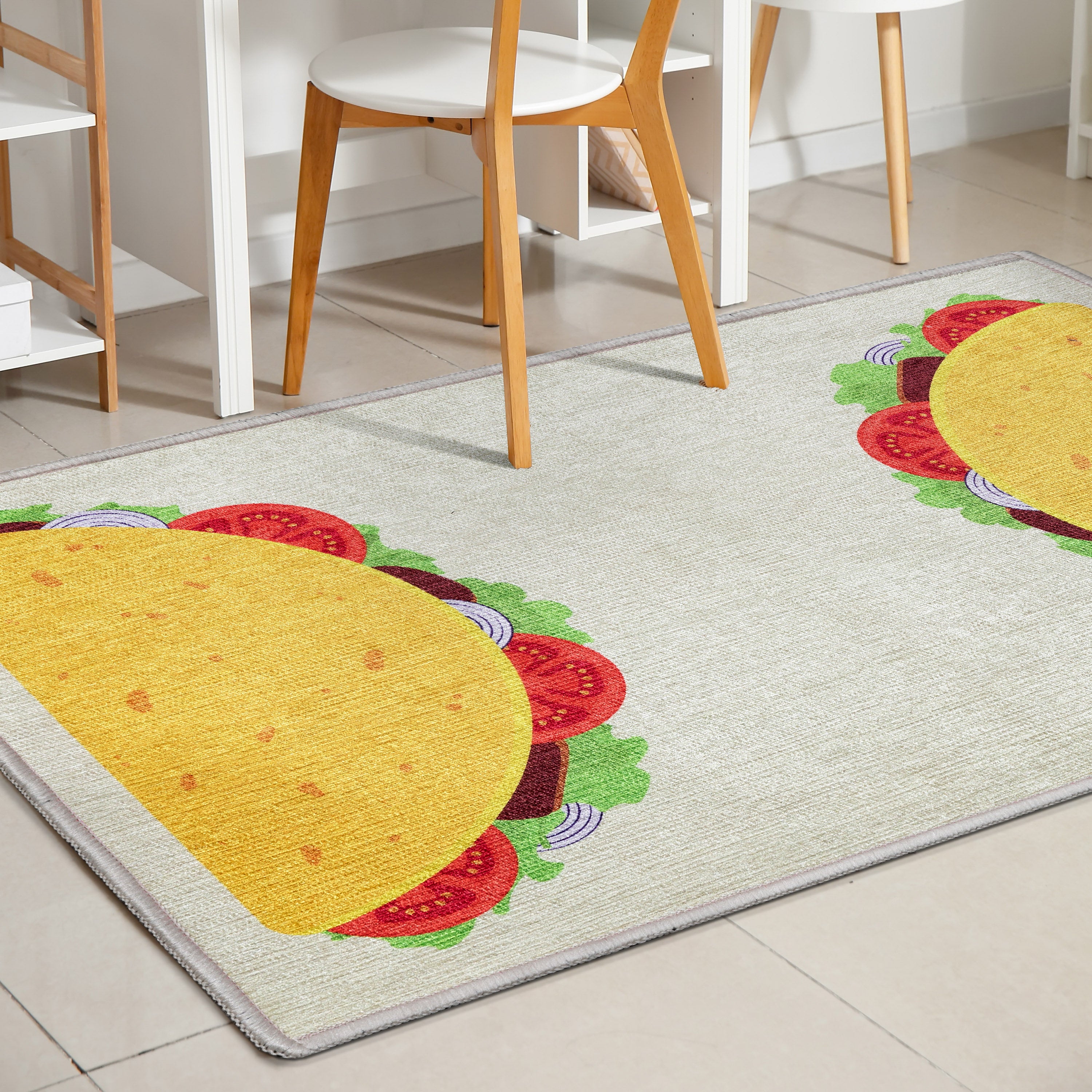 Double Taco Neuheit Flachgewebe-Teppich in Multi-Gelb