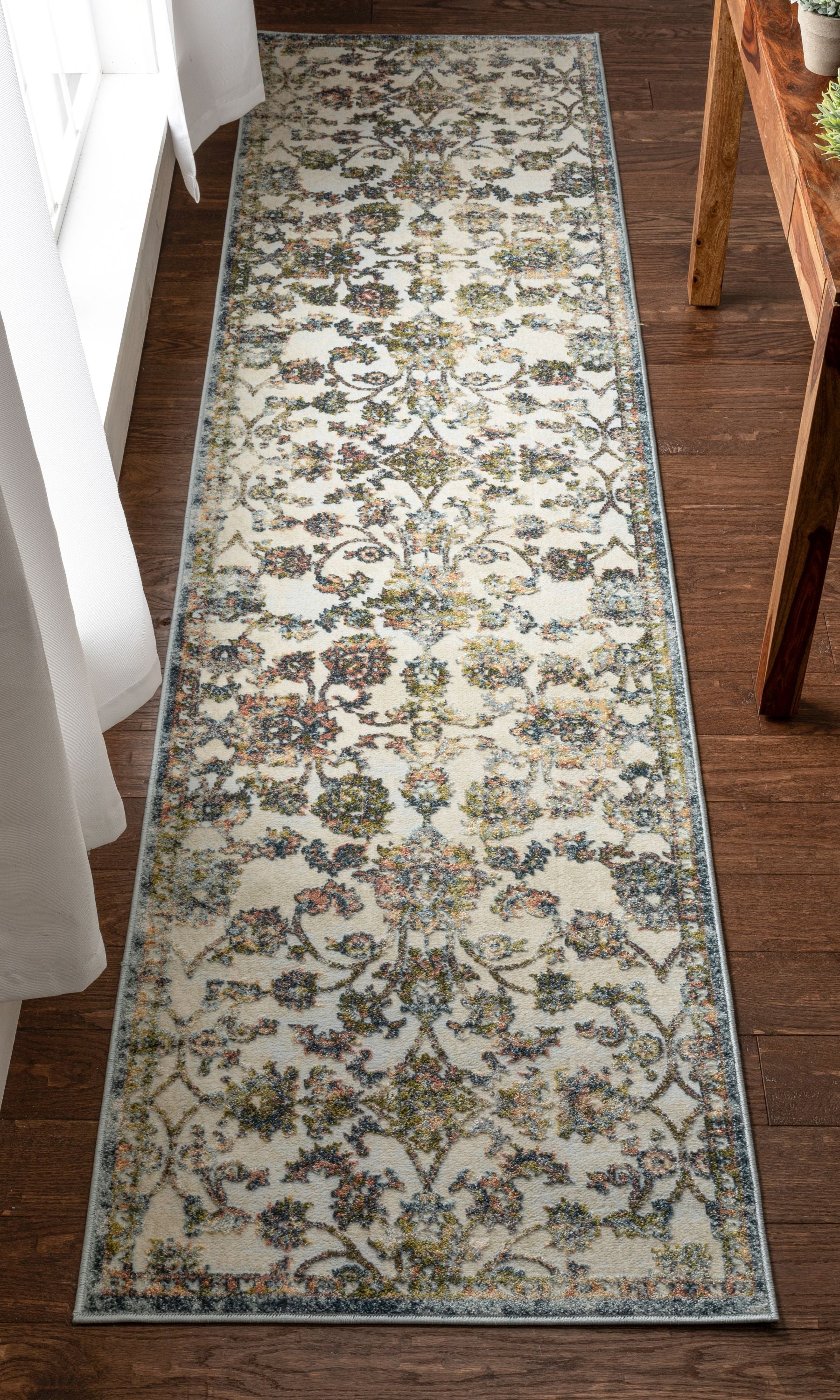 Atlas Vintage B&ouml;hmischer Teppich mit orientalischem Blumenmuster in Blau