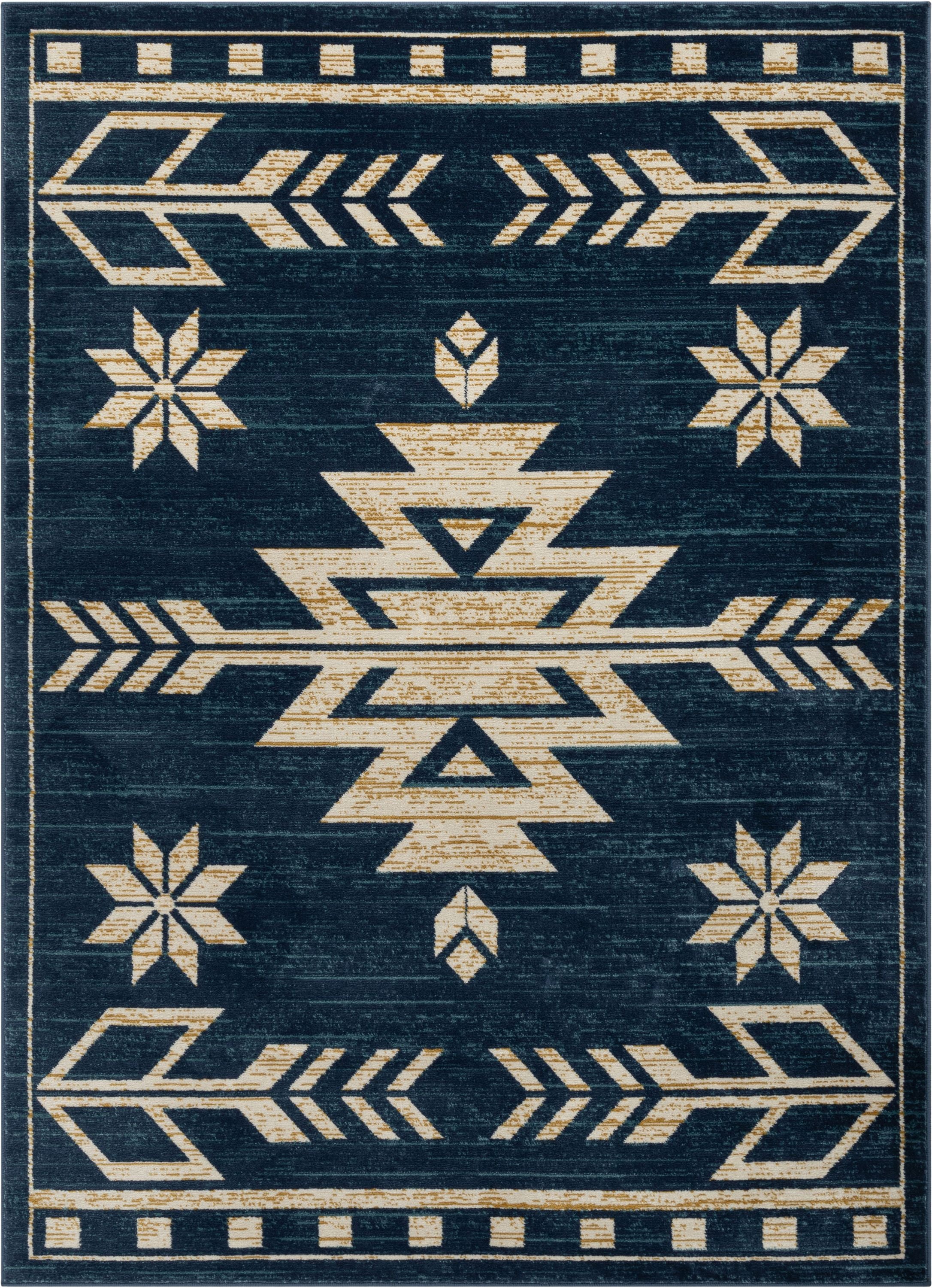 Canton Southwestern Tribal Bohemian Blauer Teppich