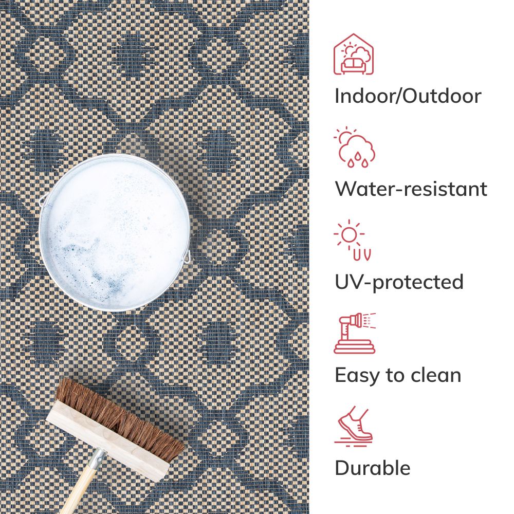 Sol Lattice Trellis Indoor Outdoor Blauer Flachgewebe-Teppich