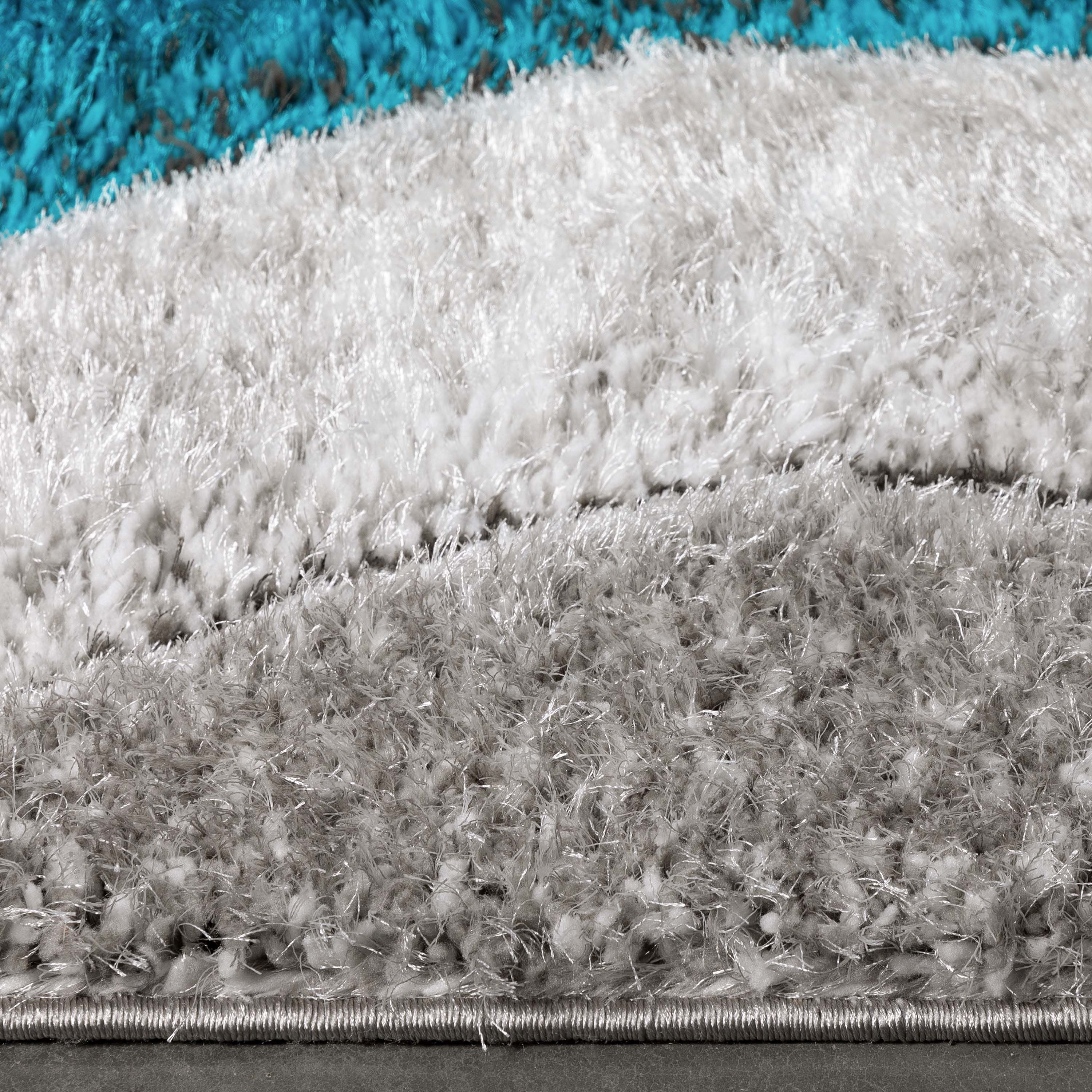 Malibu Blauer moderner 3D-strukturierter Shag-Teppich