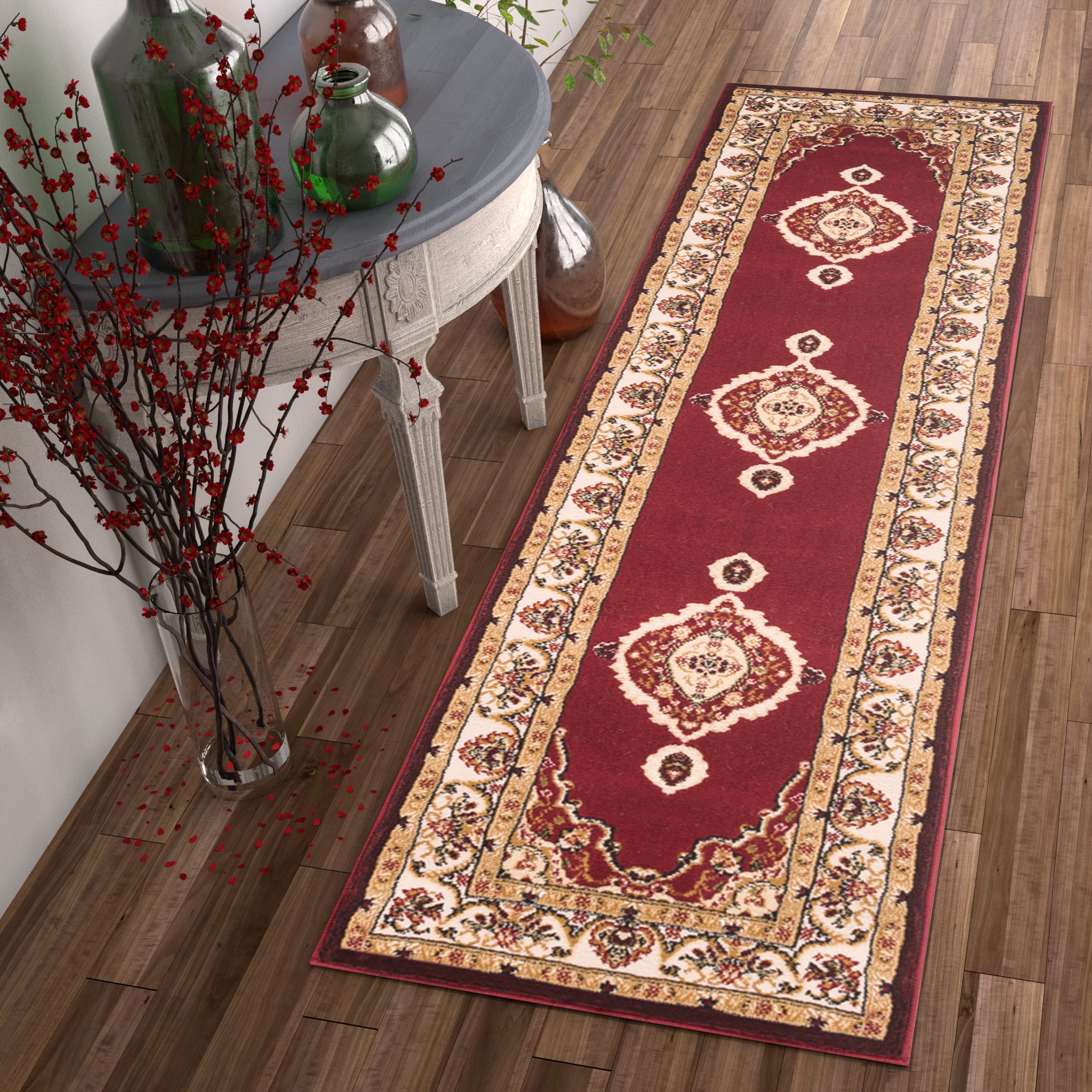 Isfahan-Medaillon-roter traditioneller Teppich