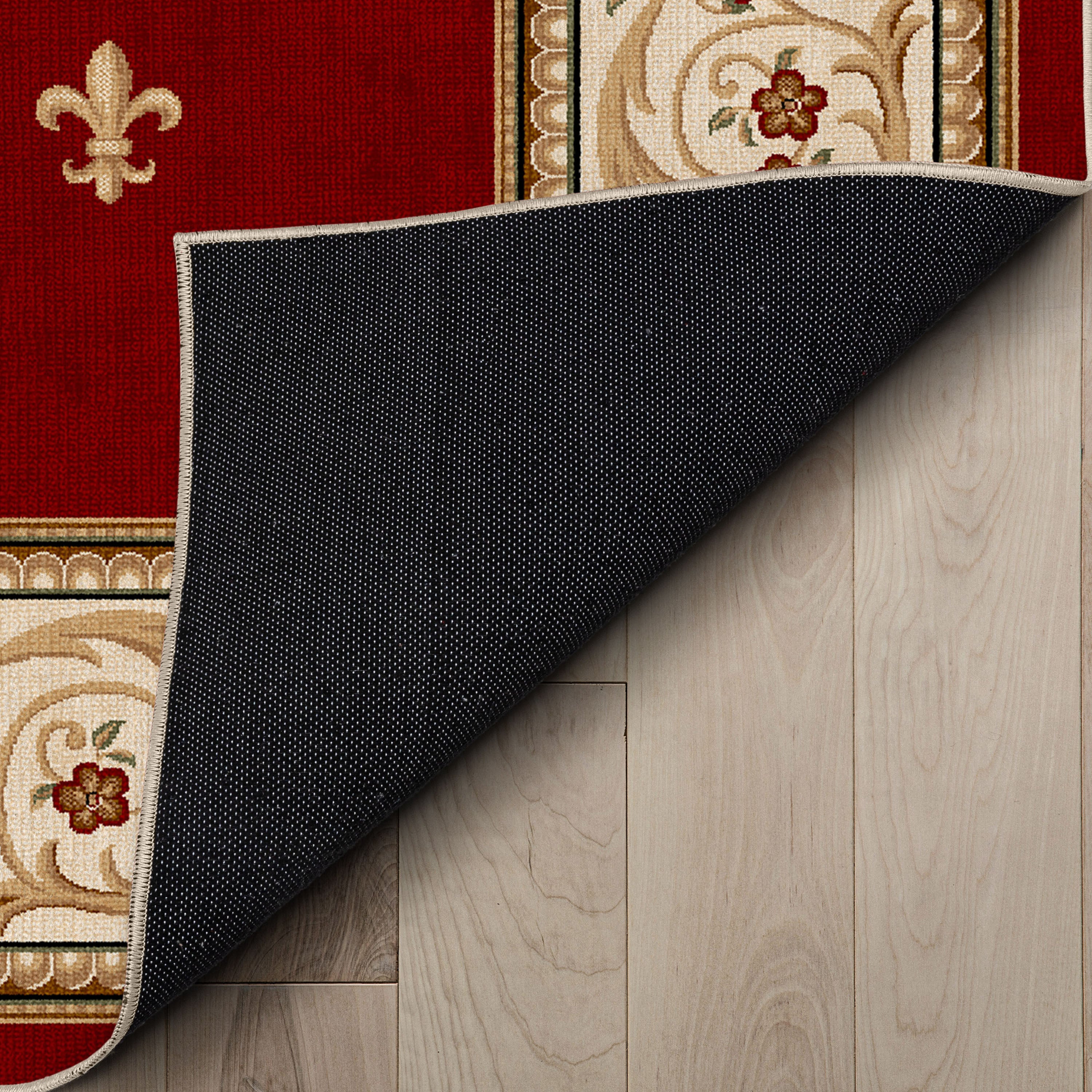 L&auml;ufer in individueller Gr&ouml;&szlig;e, Fleur De Lis, traditionelles Rot, w&auml;hlen Sie Ihre Breite x w&auml;hlen Sie Ihre L&auml;nge. Flurl&auml;ufer-Teppich
