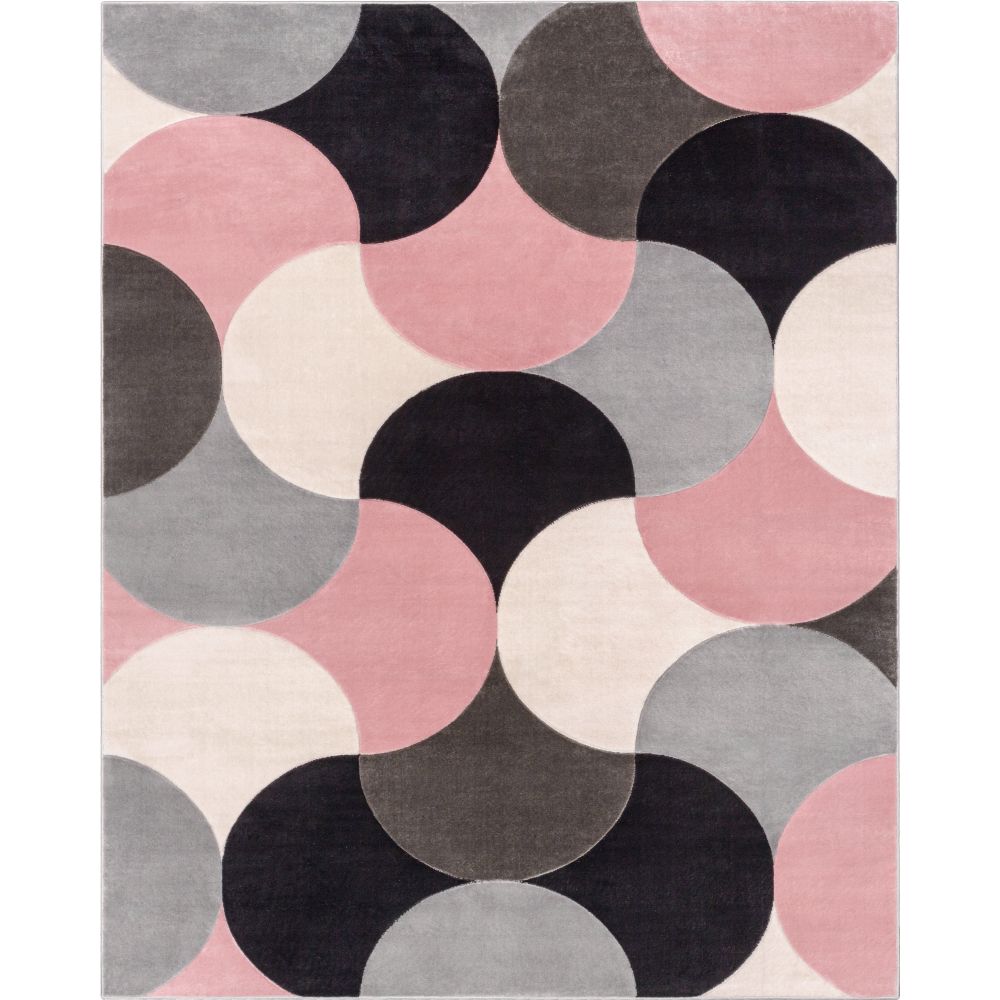 Helena Blush Pink Mid-Century Modern Abstrakter geometrischer 3D-Strukturteppich