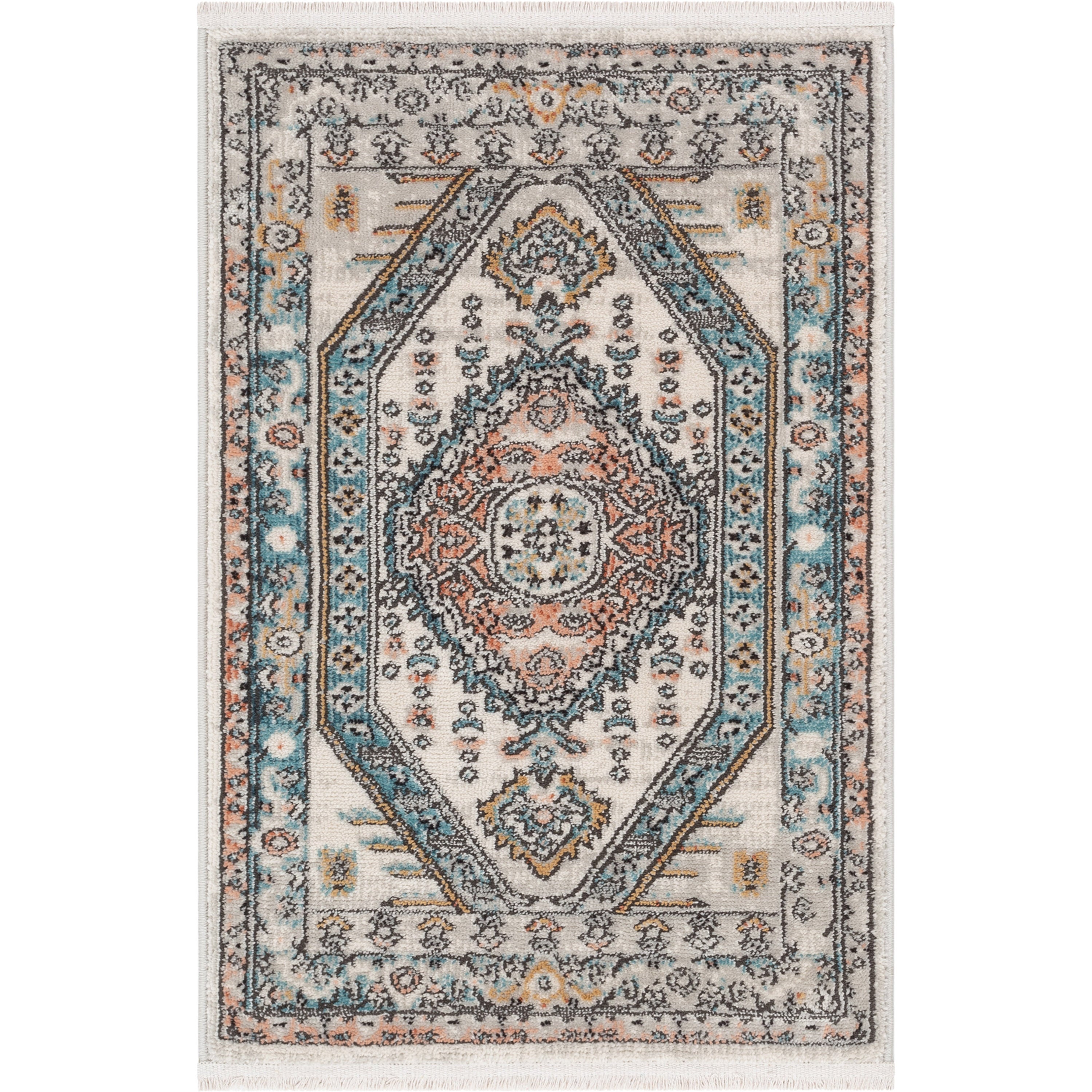 Jane Vintage b&ouml;hmischer aztekischer Tribal-Teppich in Blau