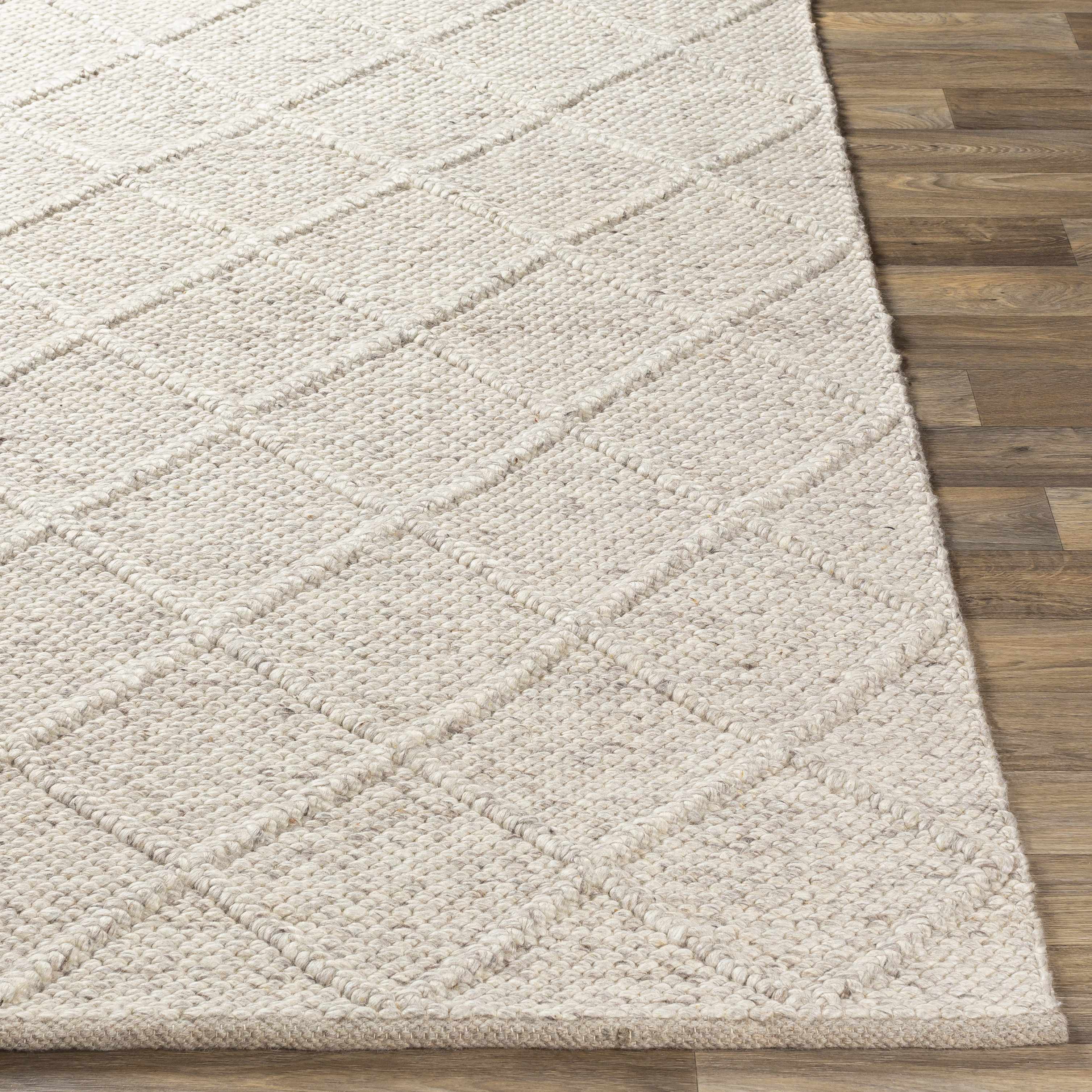 Syosset Beige Trellis-Teppich aus Wolle und Viskose