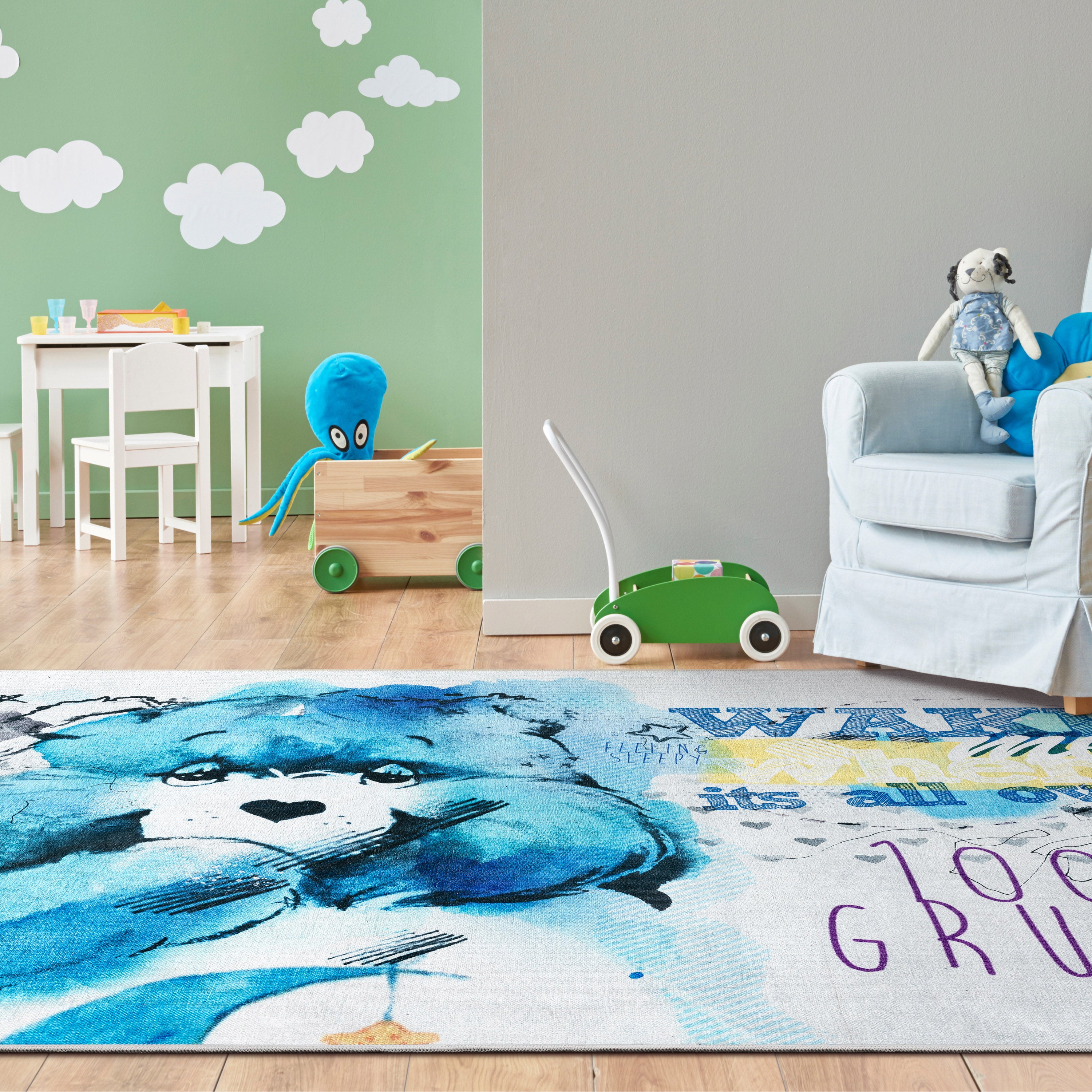 Care Bears Wake Me Up Blauer Teppich
